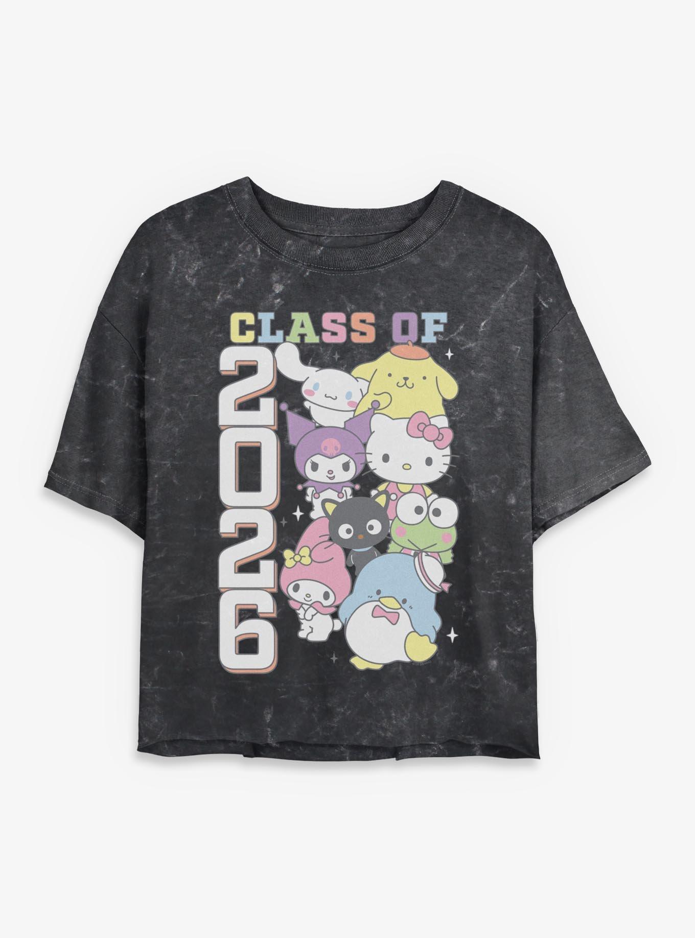 Sanrio Hello Kitty Class Of 2026 Mineral Wash Womens Crop T-Shirt, , hi-res