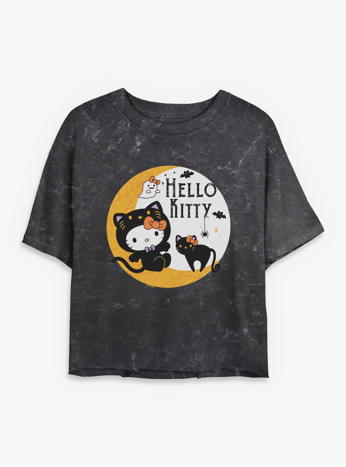 Sanrio Hello Kitty Moon Kitty Mineral Wash Womens Crop T-Shirt, , hi-res