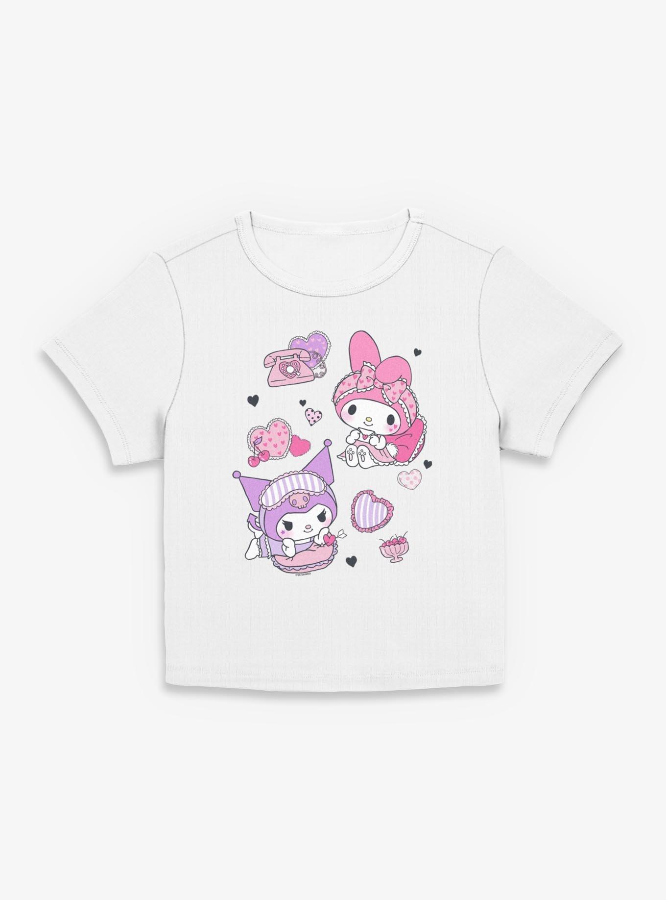 Sanrio Hello Kitty Sleepover Fun My Melody Kuromi Womens Baby Tee, , hi-res