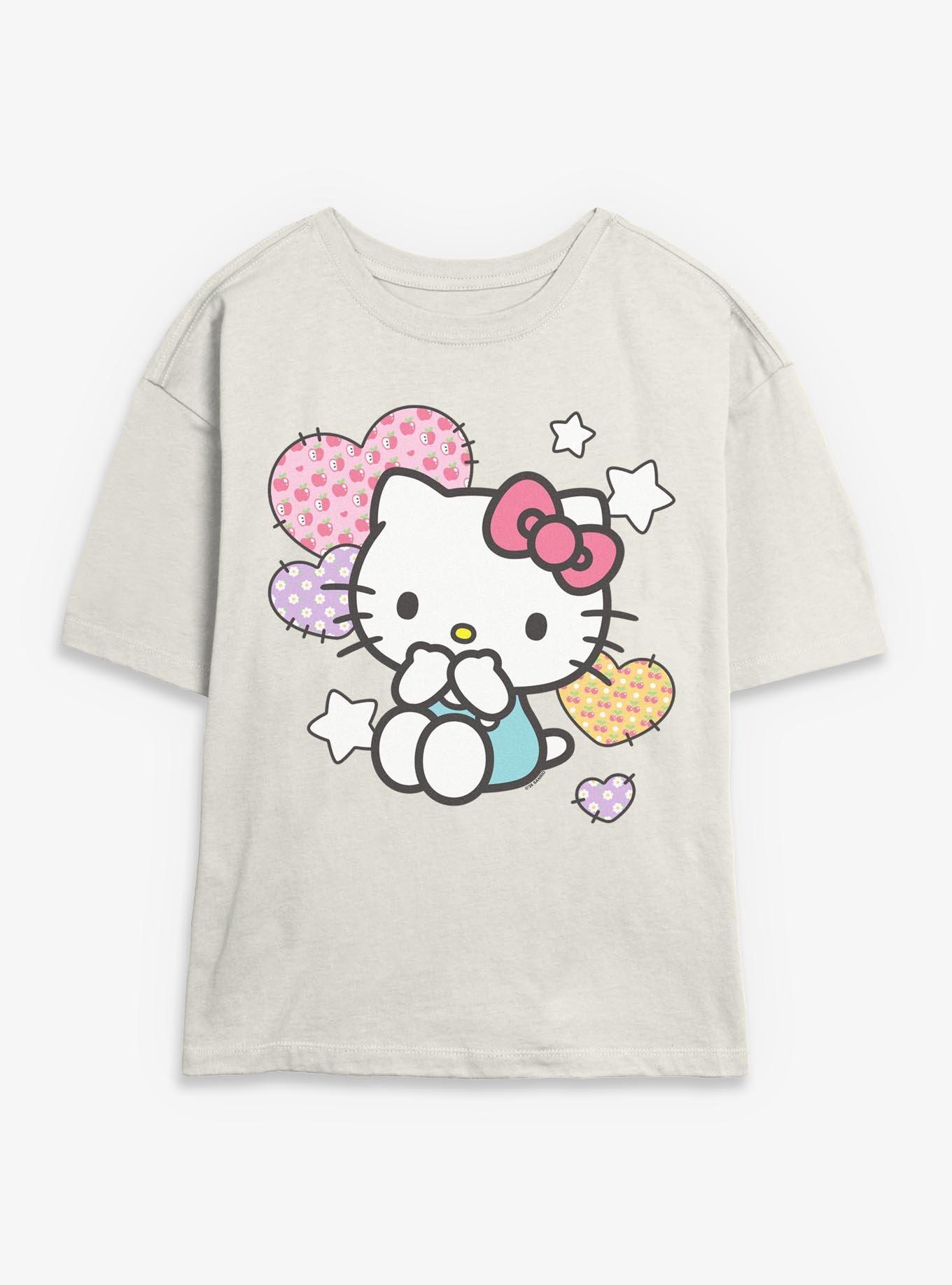 Sanrio Hello Kitty Patch Hearts Womens Skimmer Tee, , hi-res