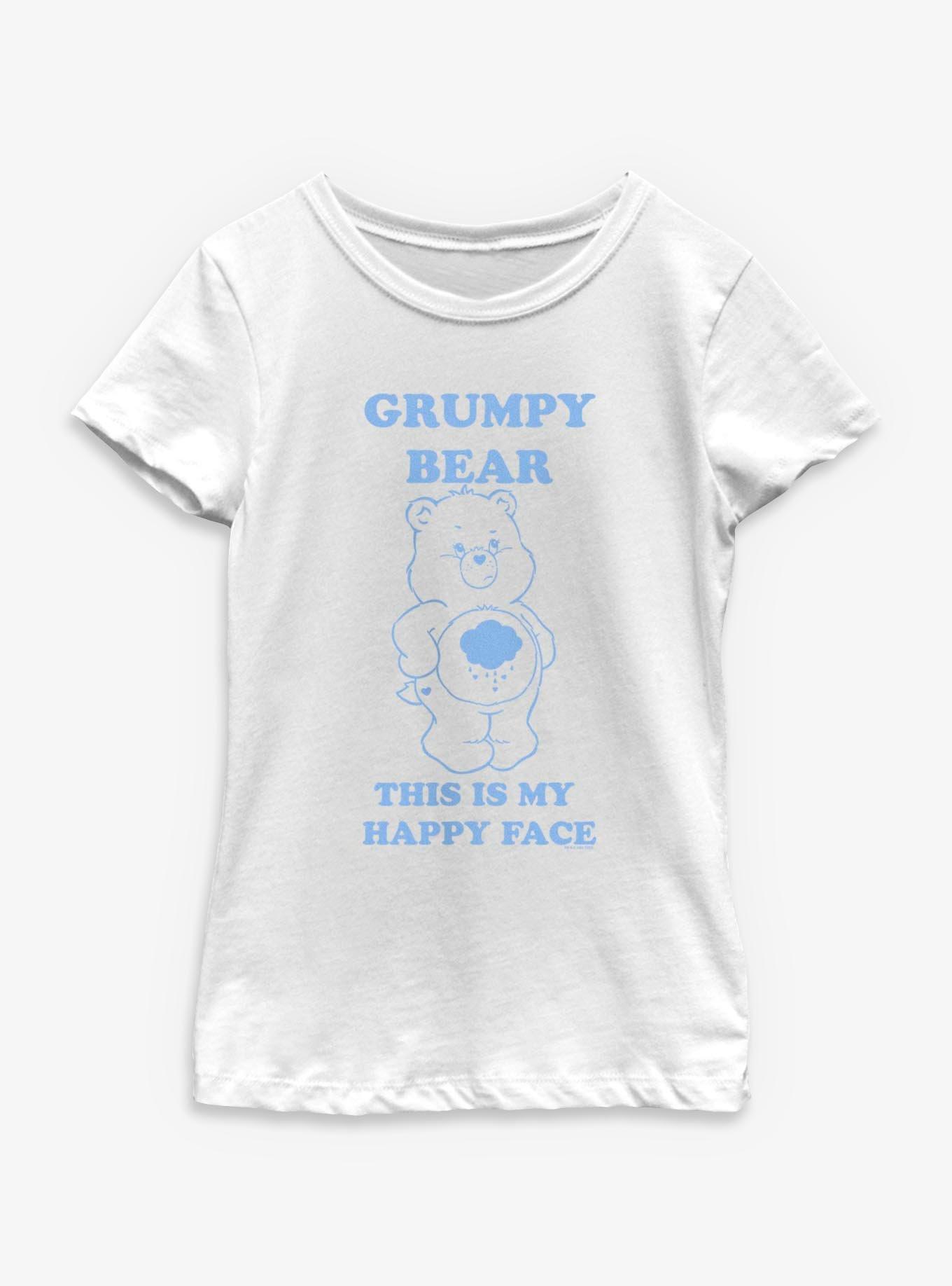 Care Bears Grumpy Bear Happy Face Youth Girls T-Shirt, , hi-res