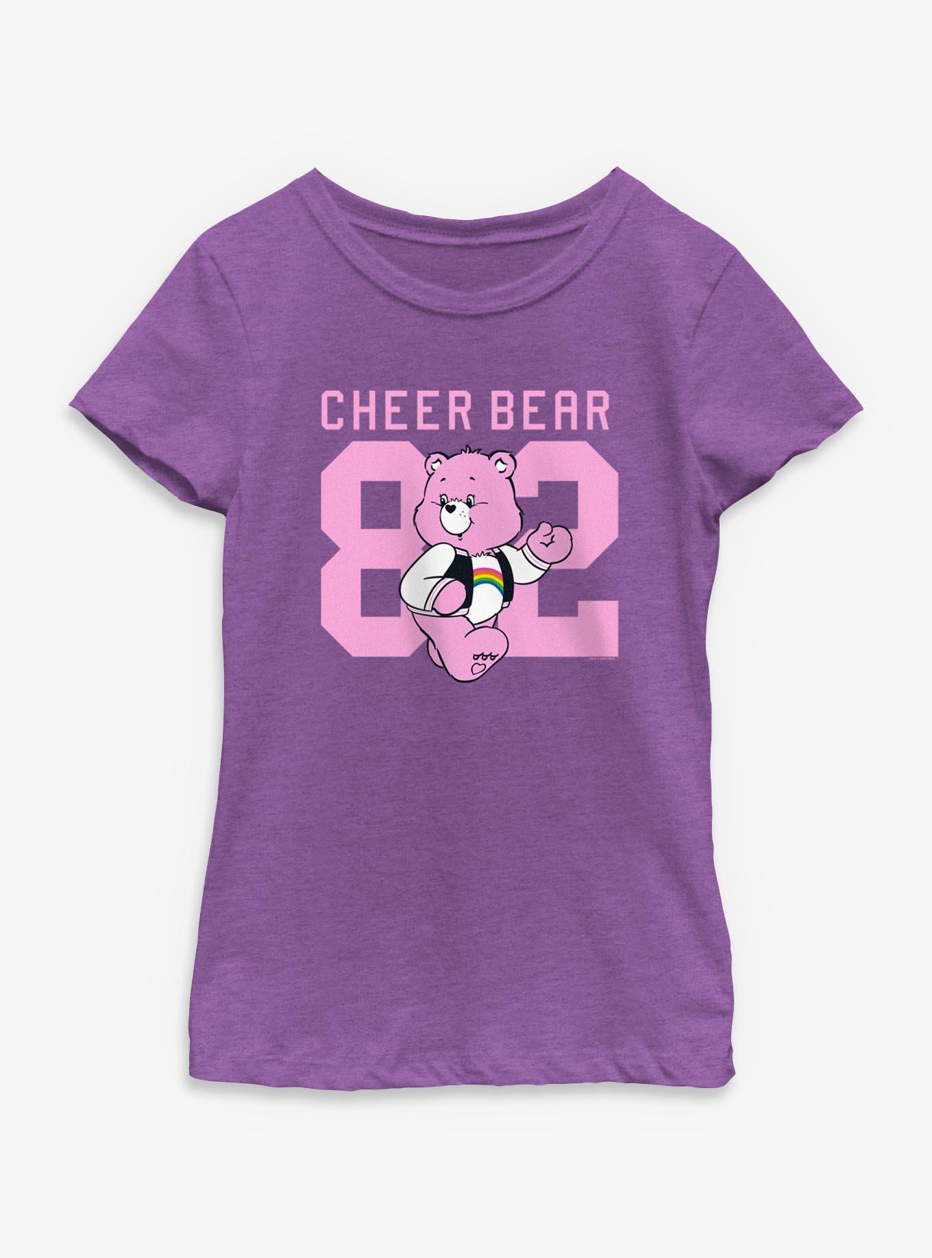 Care Bears Cheer Bear 82 Varsity Youth Girls T-Shirt, PURPLE BERRY, hi-res view 1