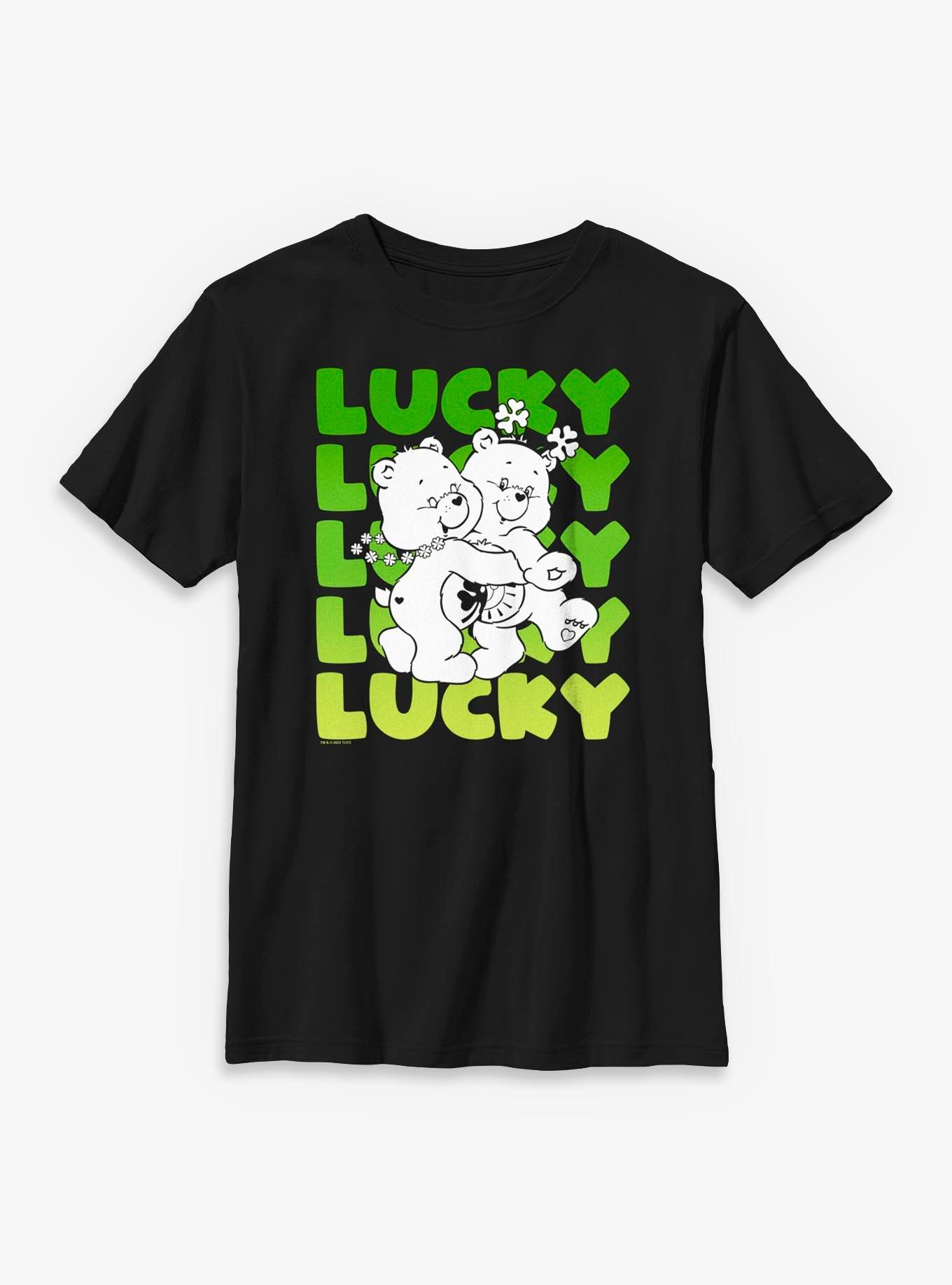 Care Bears Lucky Text Stack Youth T-Shirt, , hi-res