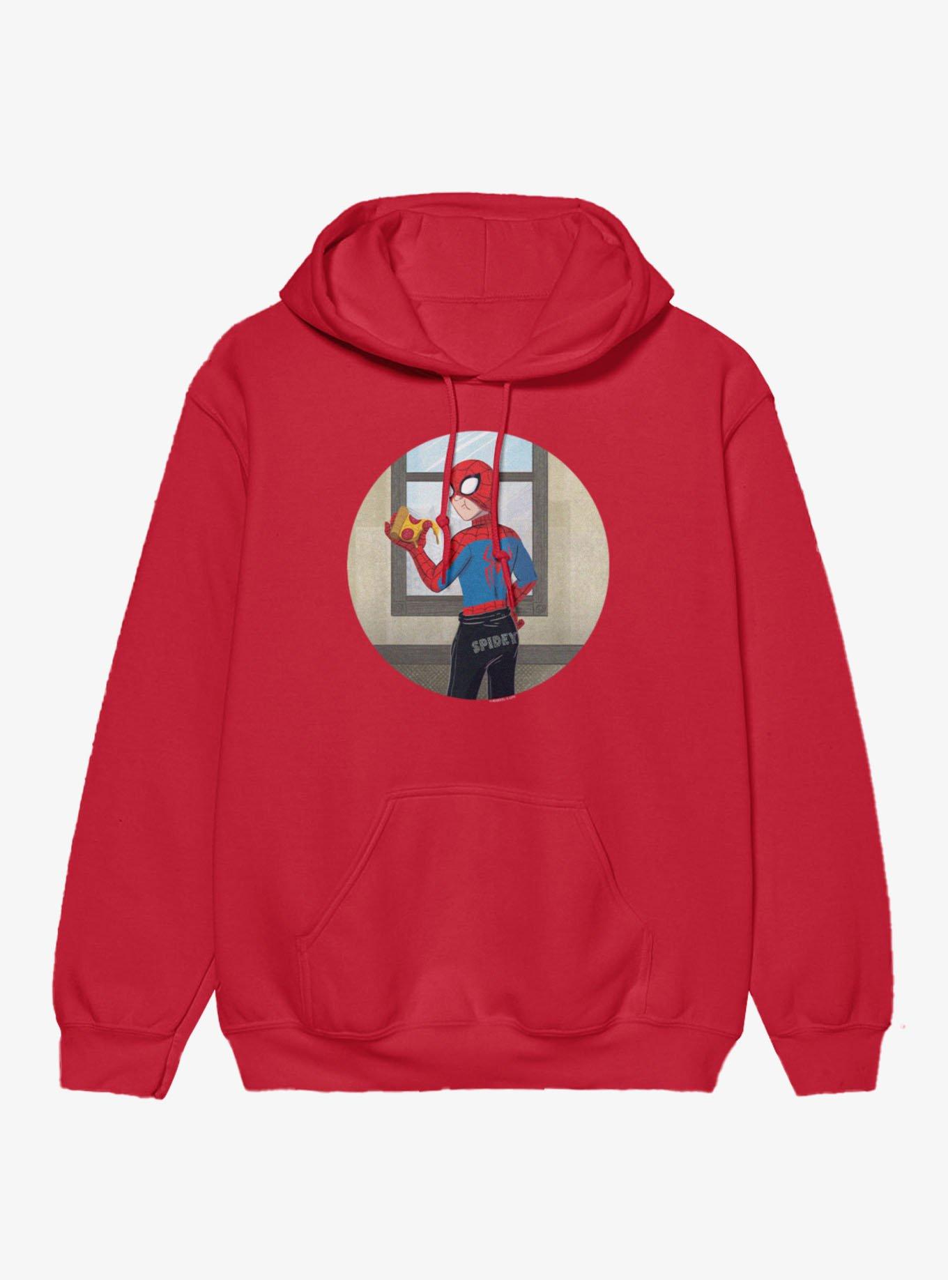 Marvel Spider-Man Brand New Day Sweats Spidey With Pizza Hoodie, RED, hi-res view 1