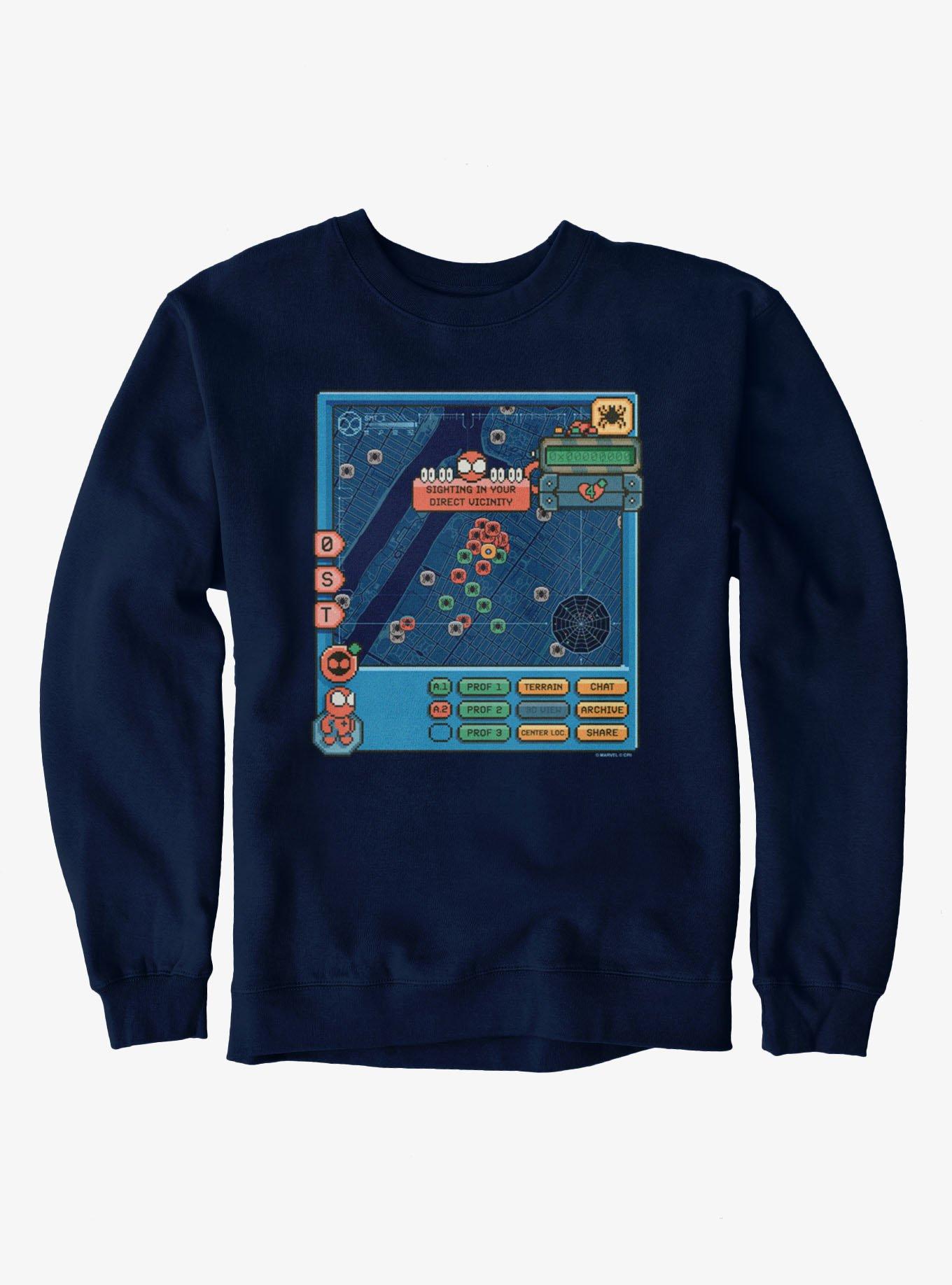 Marvel Spider-Man Brand New Day 8-Bit Map Game Radar Sweatshirt, , hi-res