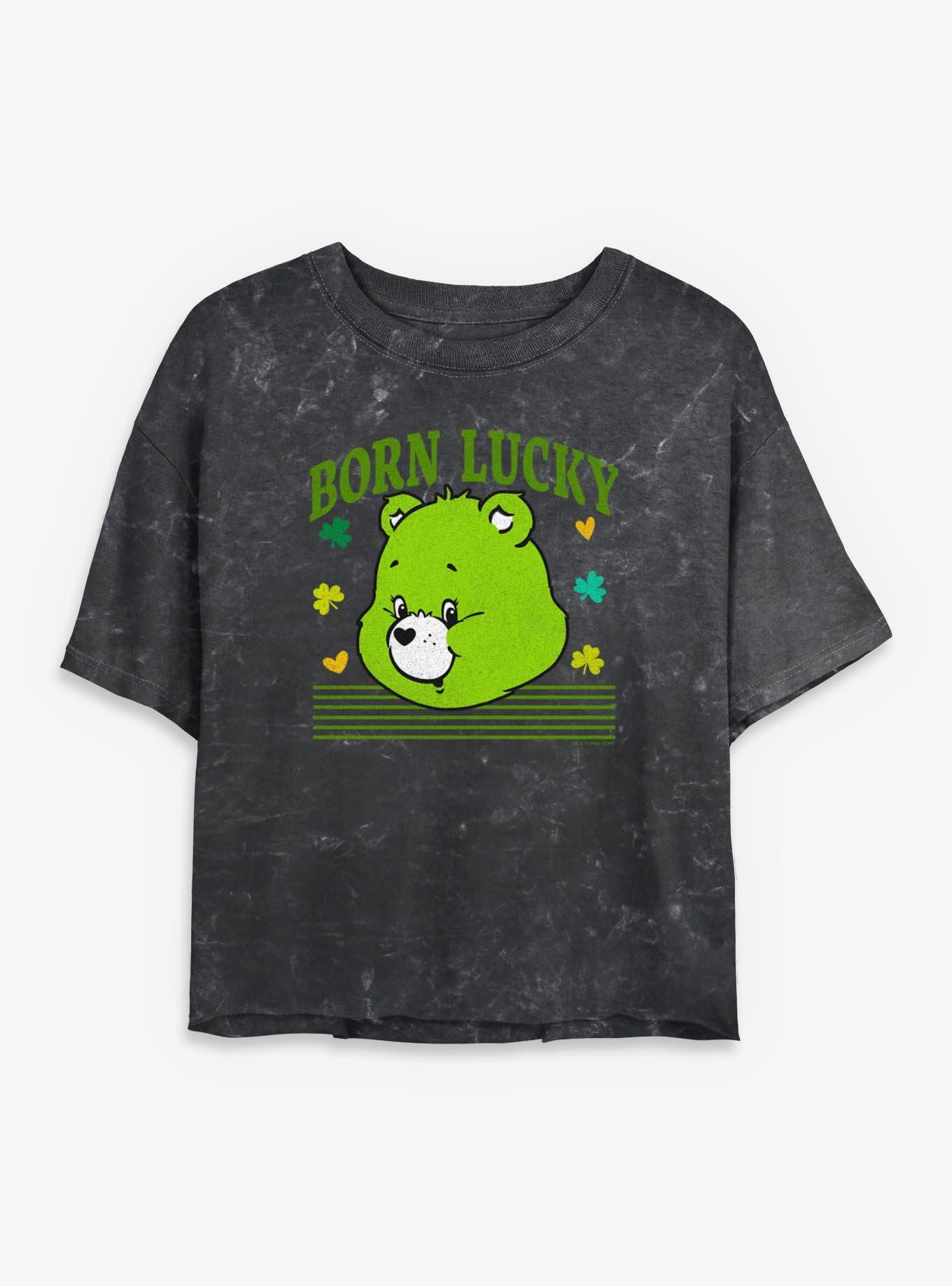 Care Bears Lucky Bear Head Mineral Wash Womens Crop T-Shirt, , hi-res