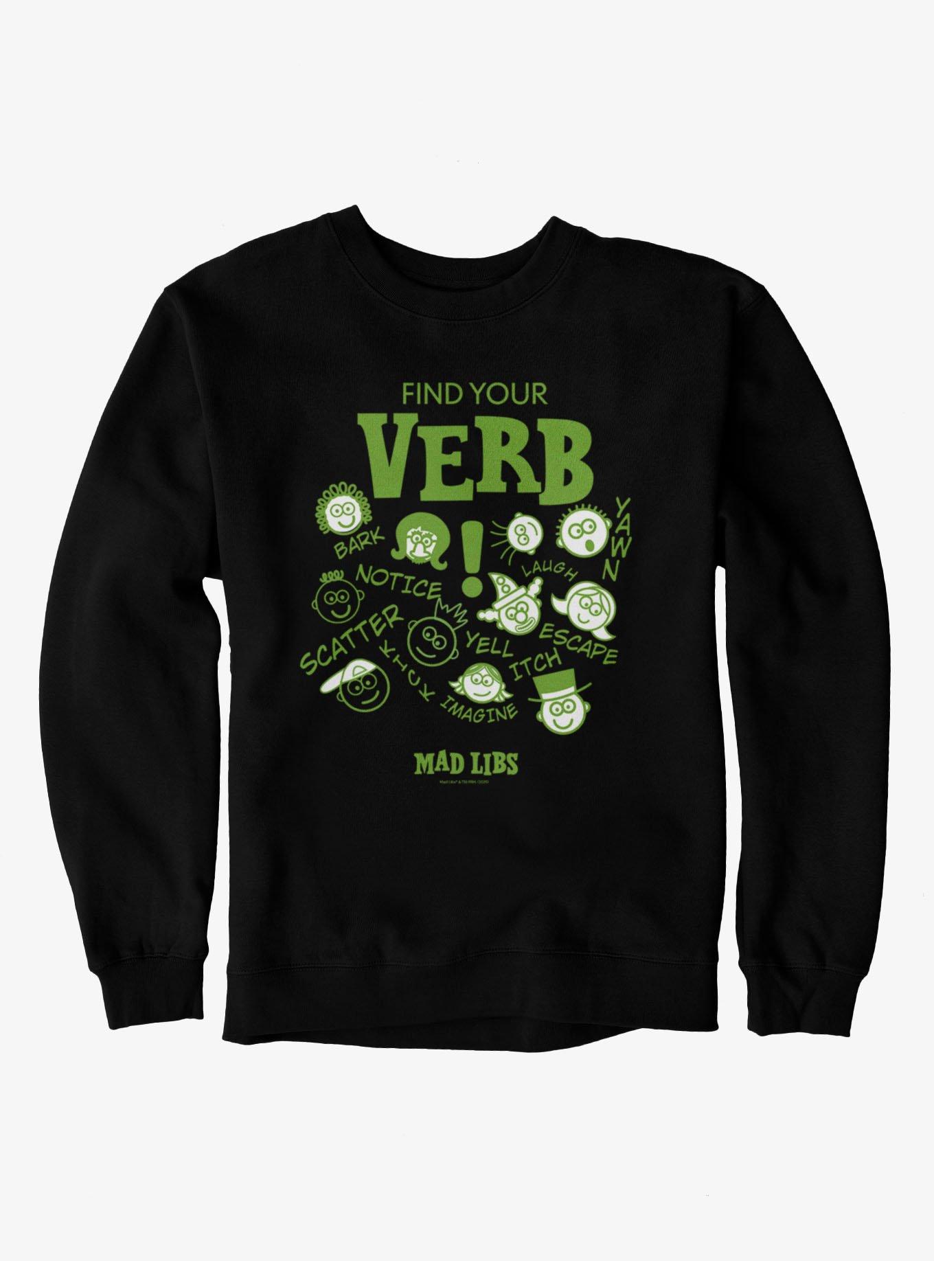 Mad Libs Find Your Verb Faces And Words Sweatshirt, , hi-res view 1