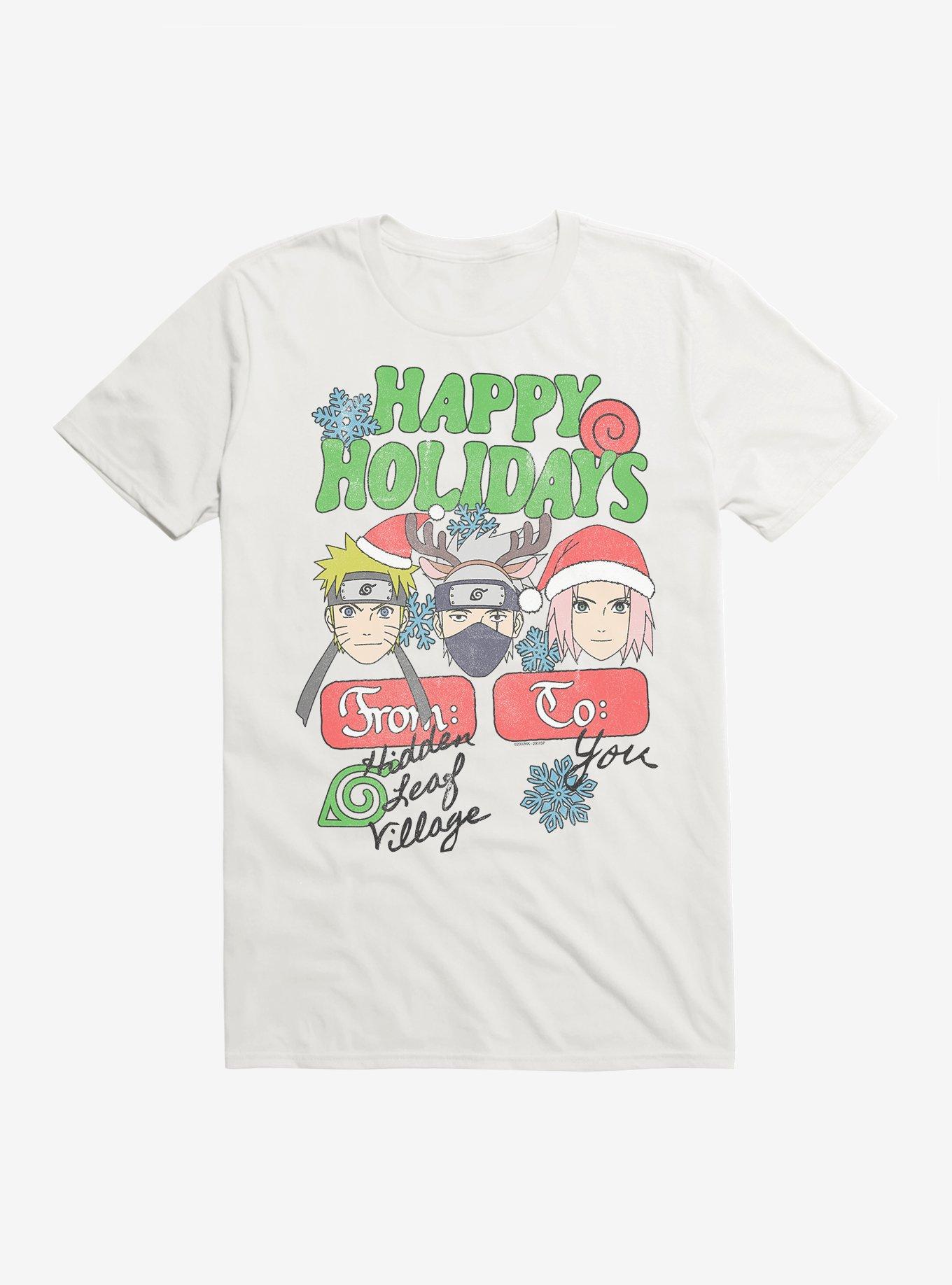 Naruto Shippuden Happy Holidays From Hidden Leaf Village To You T-Shirt, , hi-res