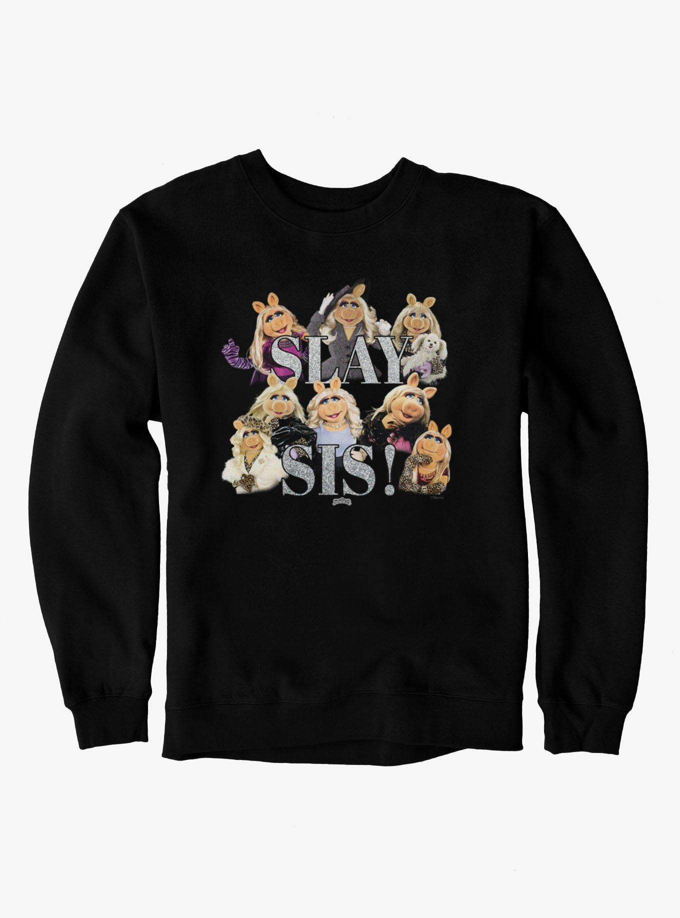 Disney The Muppets Slay Sis Miss Piggy Collage Sweatshirt, BLACK, hi-res view 1