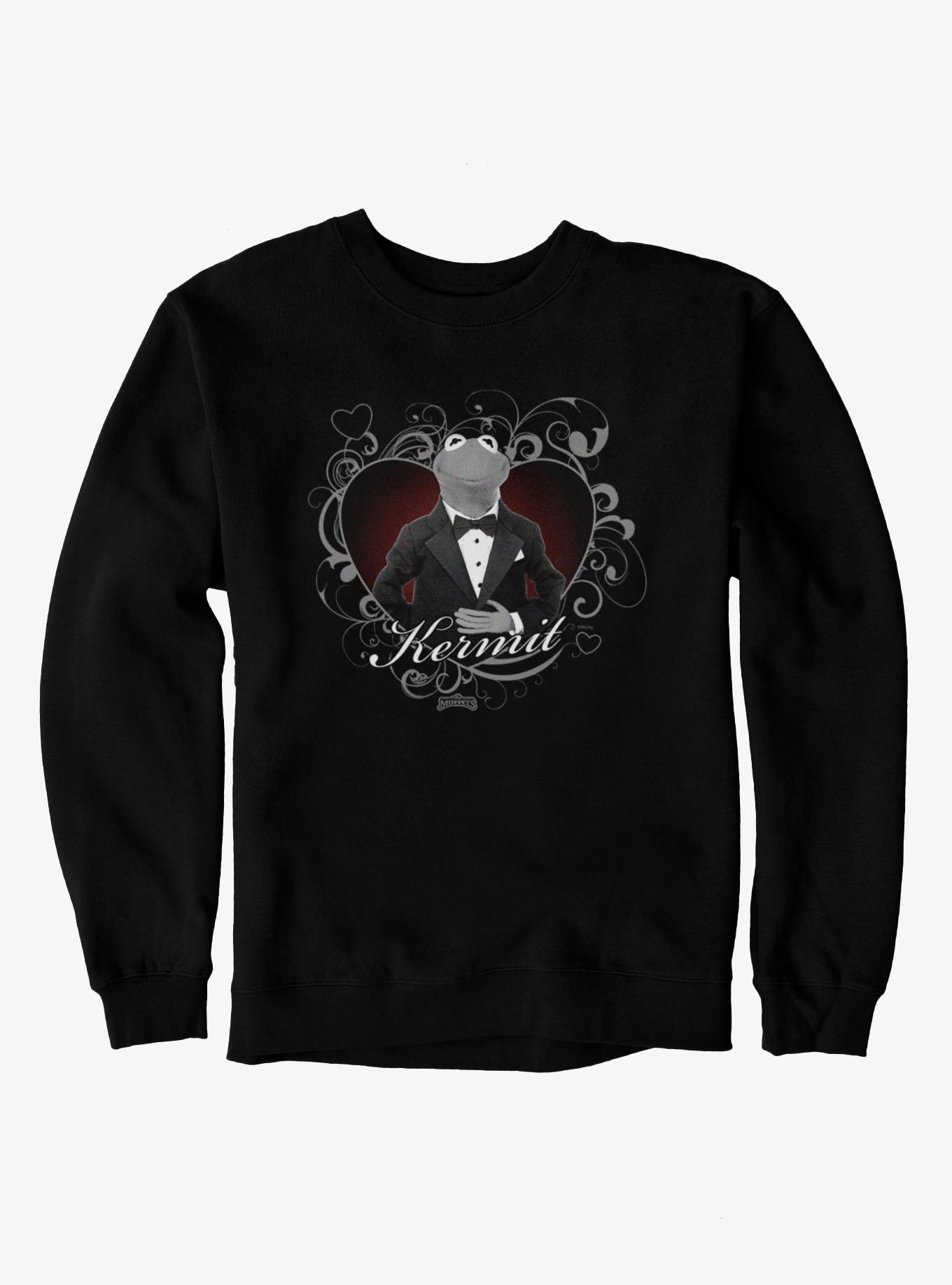 Disney The Muppets Heart Kermit In A Suit Sweatshirt, BLACK, hi-res view 1