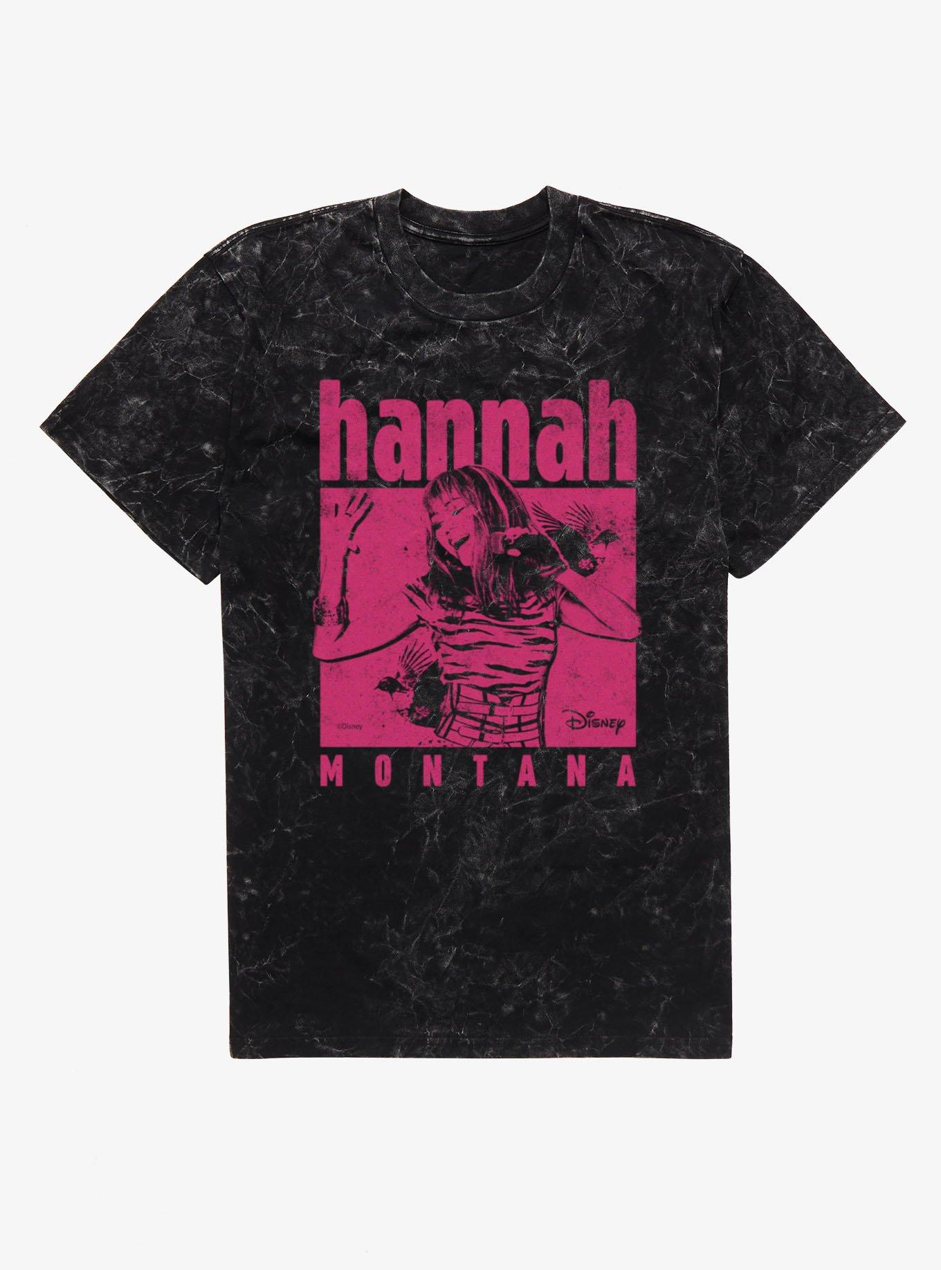 Disney Hannah Montana Singing In Pink Square Mineral Wash T-Shirt, BLACK MINERAL WASH, hi-res view 1