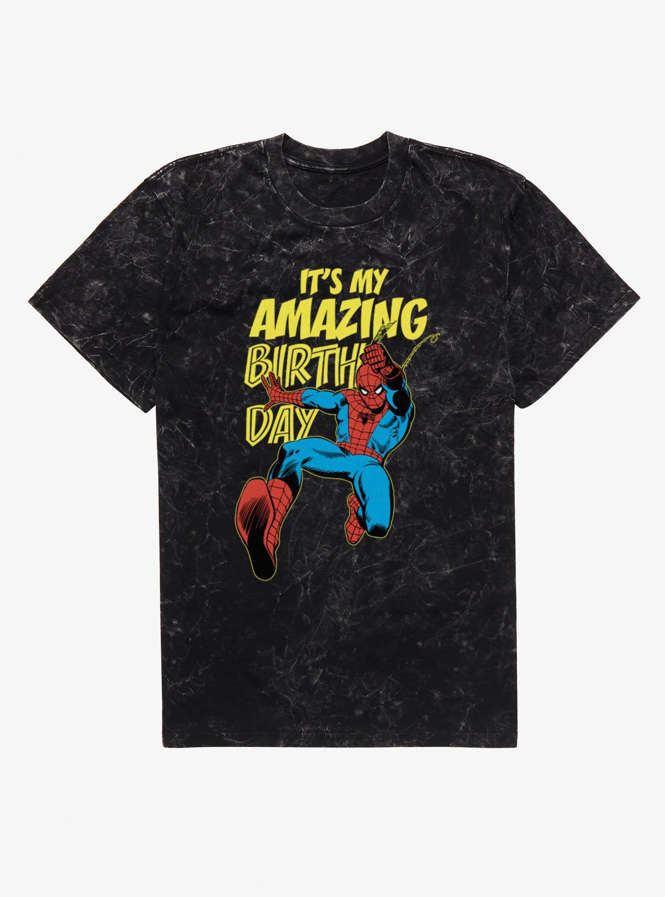 Marvel Comics Retro Spiderman It?s My Amazing Birthday Mineral Wash T-Shirt, , hi-res