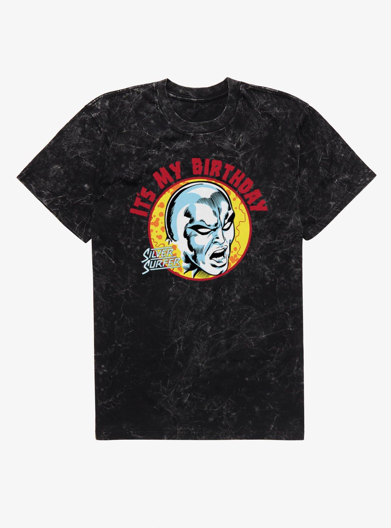 Marvel Comics Retro Silver Surfer It's My Birthday Mineral Wash T-Shirt, , hi-res
