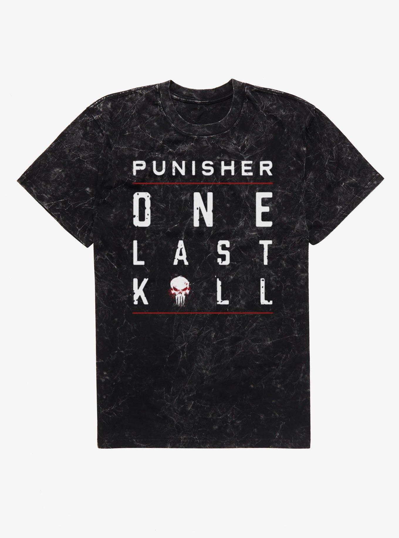 Marvel Punisher: One Last Kill Framed Text Stack Mineral Wash T-Shirt, , hi-res