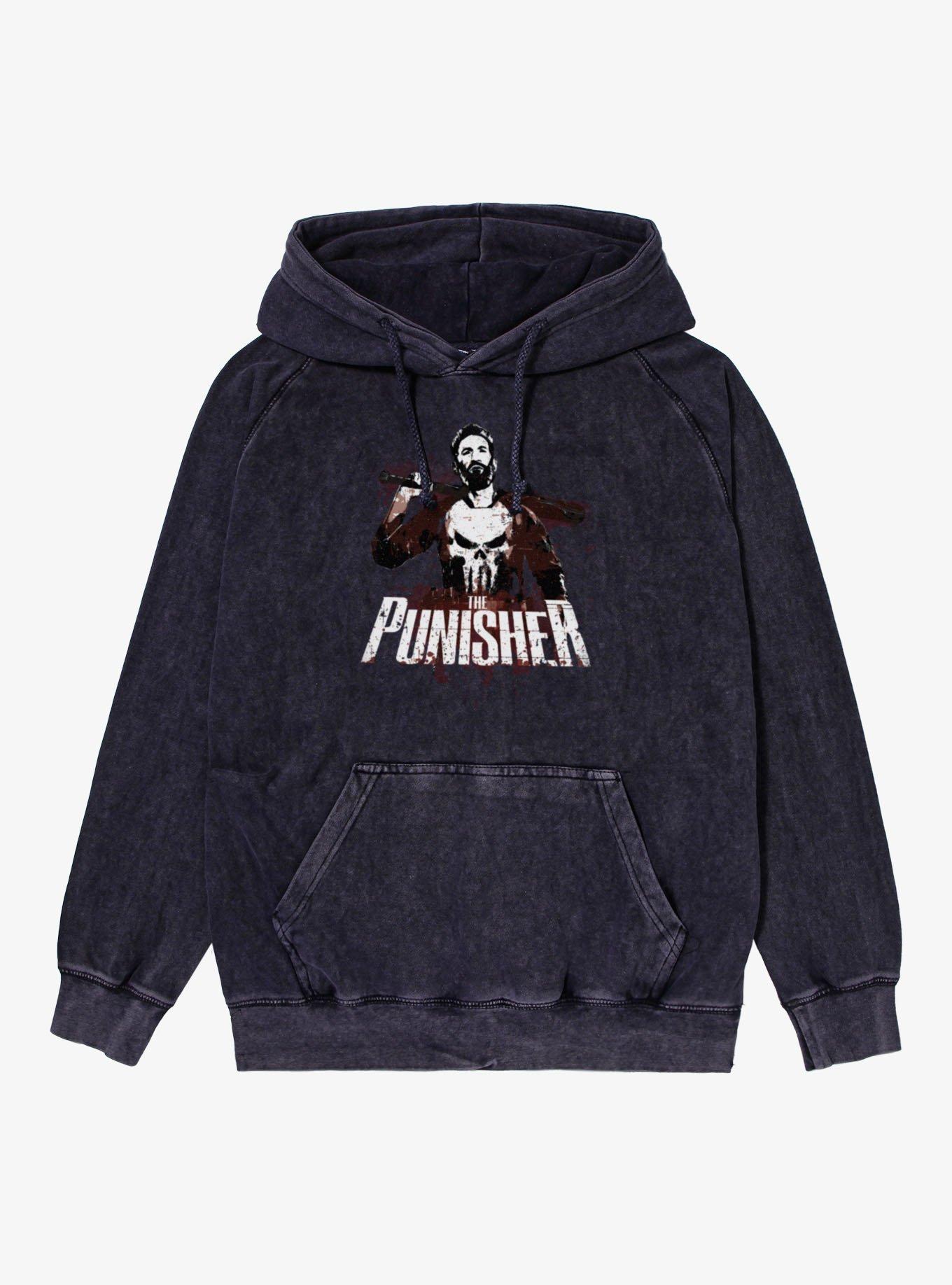 Marvel Punisher: One Last Kill Batters Up Splatter On Mineral Wash Hoodie, , hi-res