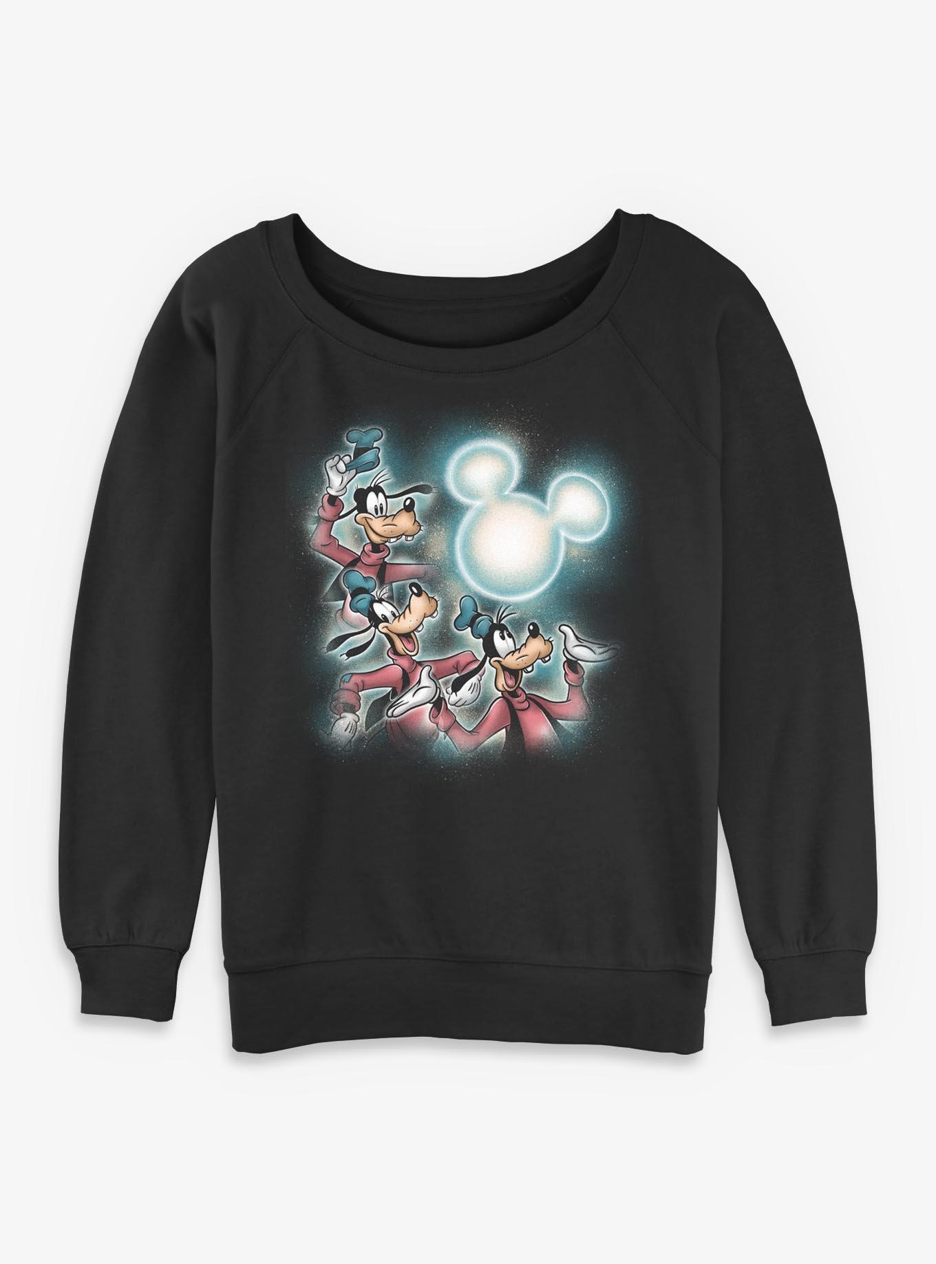 Disney Goofy Mickey Moon Girls Slouchy Sweatshirt Hot Topic Exclusive, , hi-res
