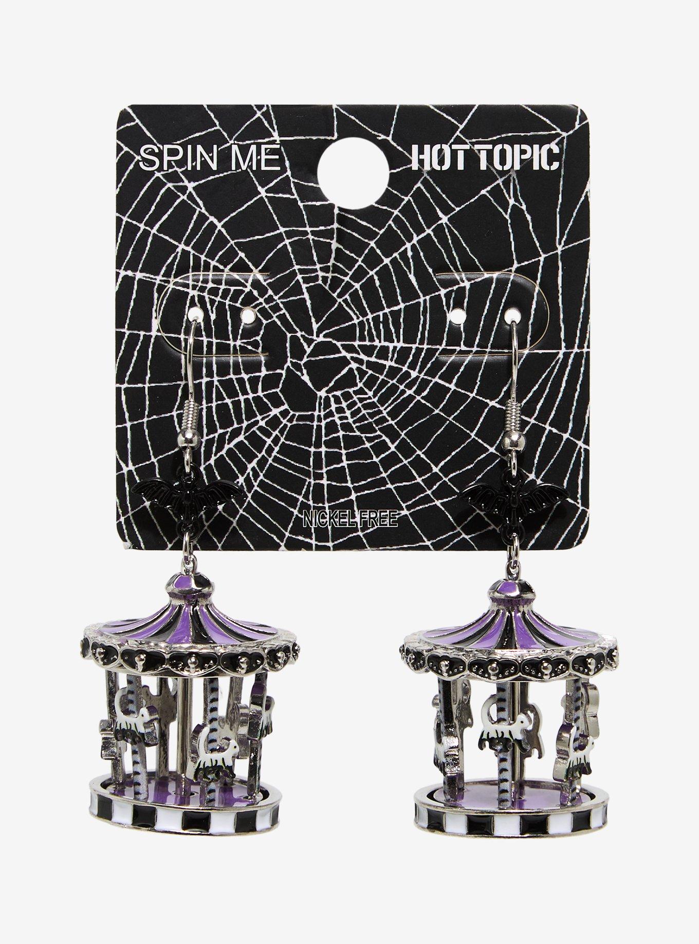 Cat Ghost Carousel Spinner Drop Earrings | Hot Topic
