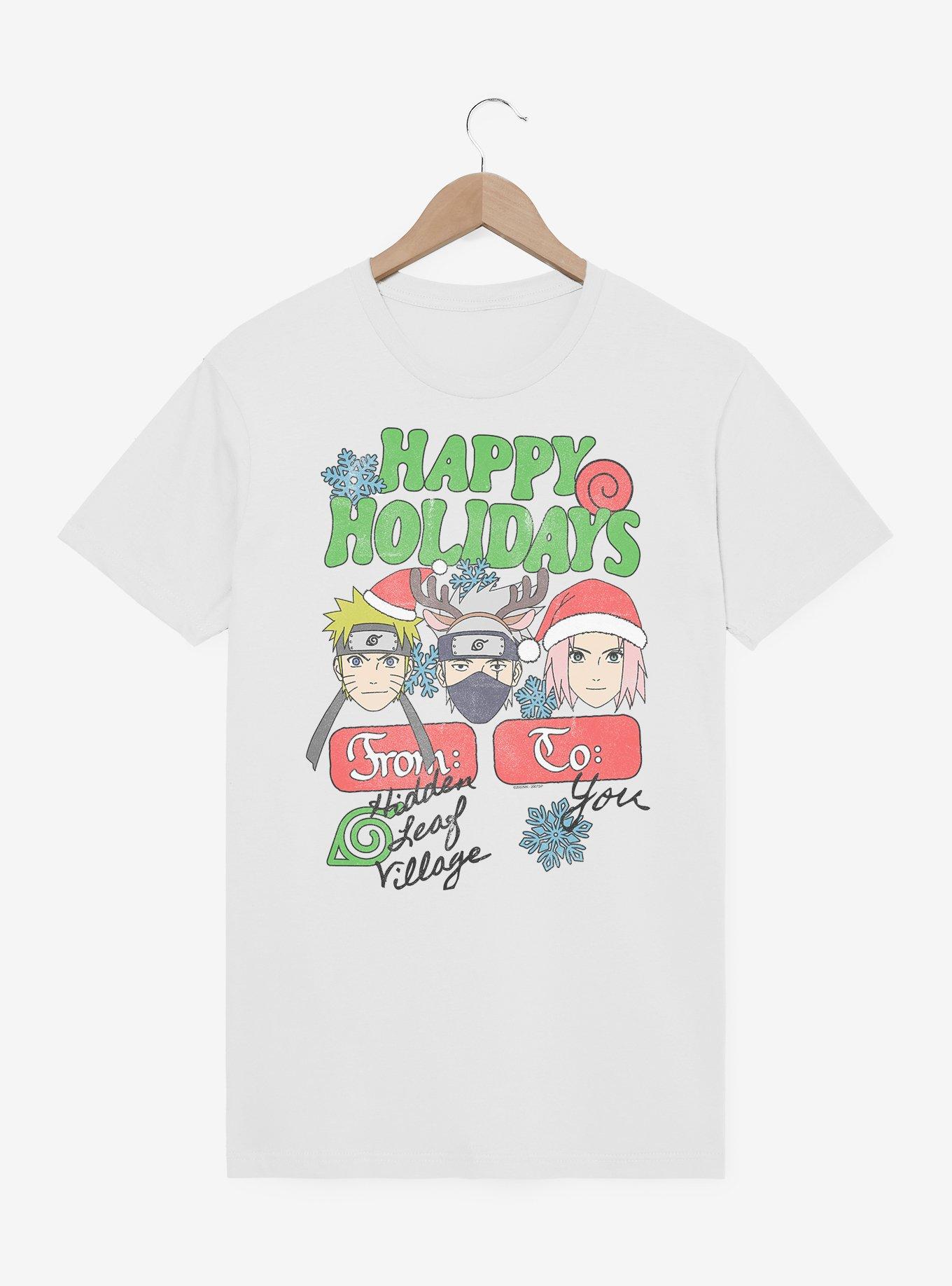 Naruto Shippuden Happy Holidays From Hidden Leaf Village To You T-Shirt, , hi-res