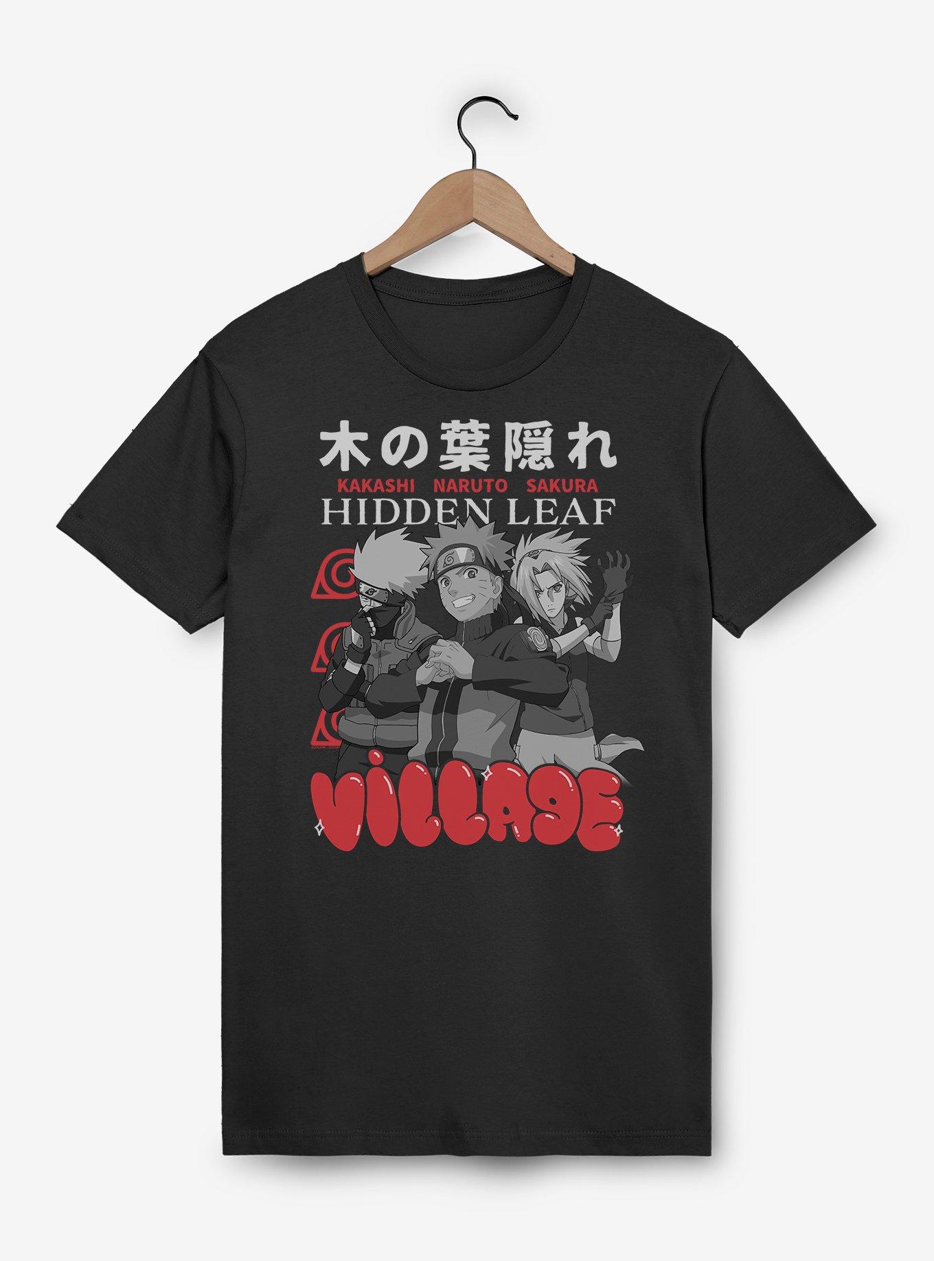 Naruto Shippuden Hidden Leaf Village Kakashi Naruto Sakura Bubble Text T-Shirt, , hi-res