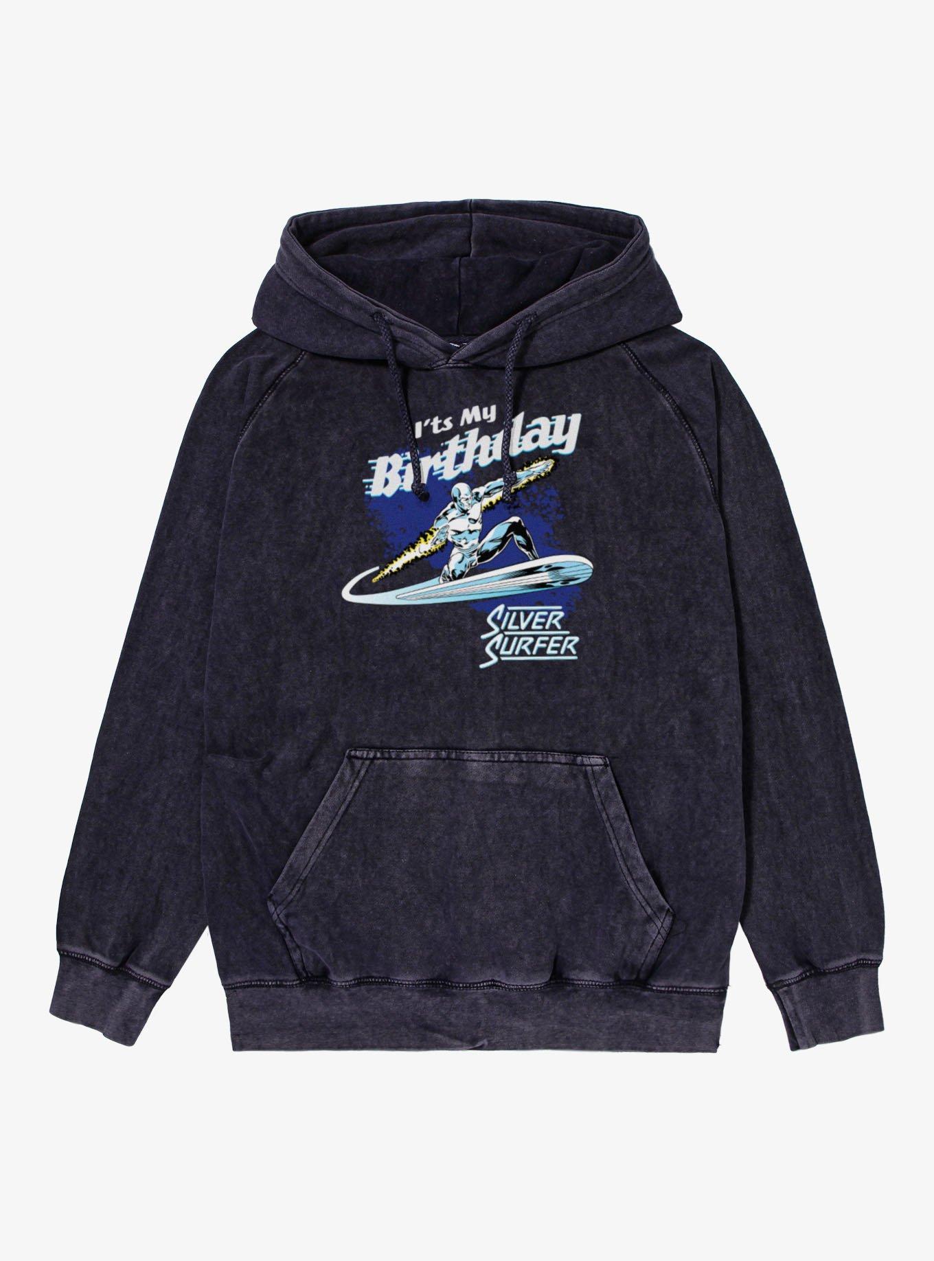 Marvel Silver Surfer Surfing It's My Birthday Mineral Wash Hoodie