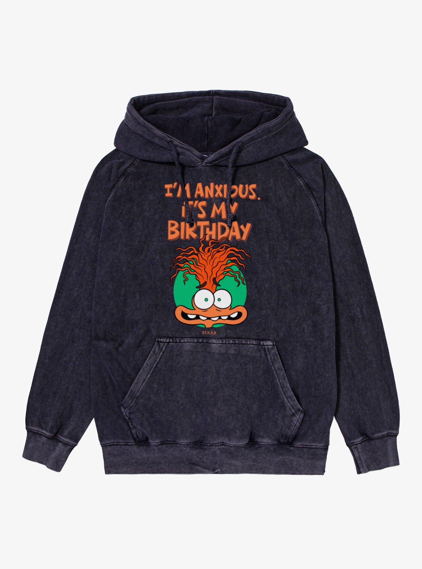 Disney Pixar Inside Out I'm Anxious It's My Birthday Vintage Mineral Washed Hoodie, , hi-res