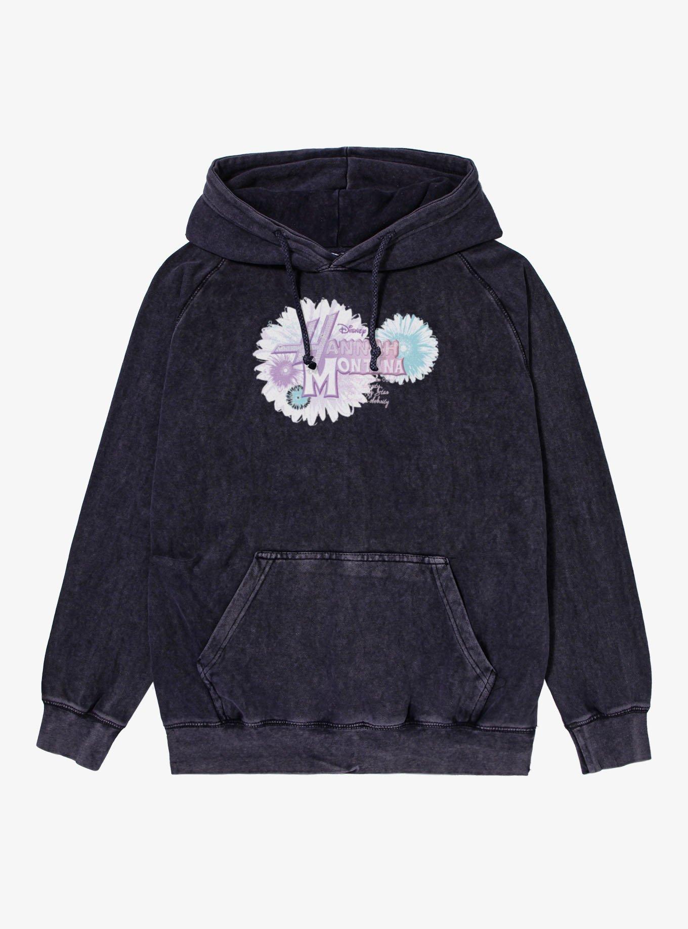 Disney Hannah Montana Big Flowers Logo Vintage Mineral Washed Hoodie