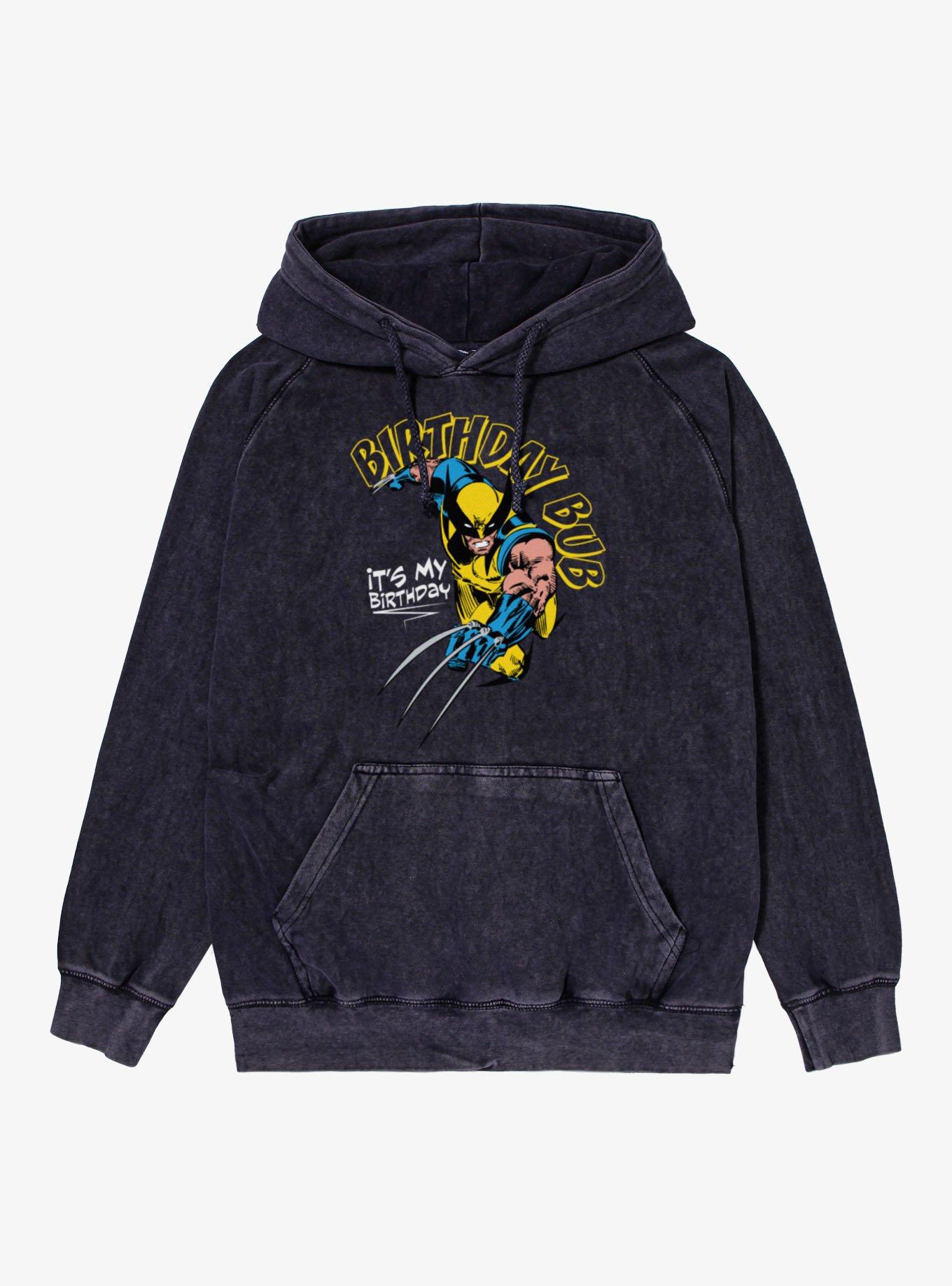 Marvel Comics Retro Wolverine Birthday Bub It's My Vintage Mineral Washed Hoodie