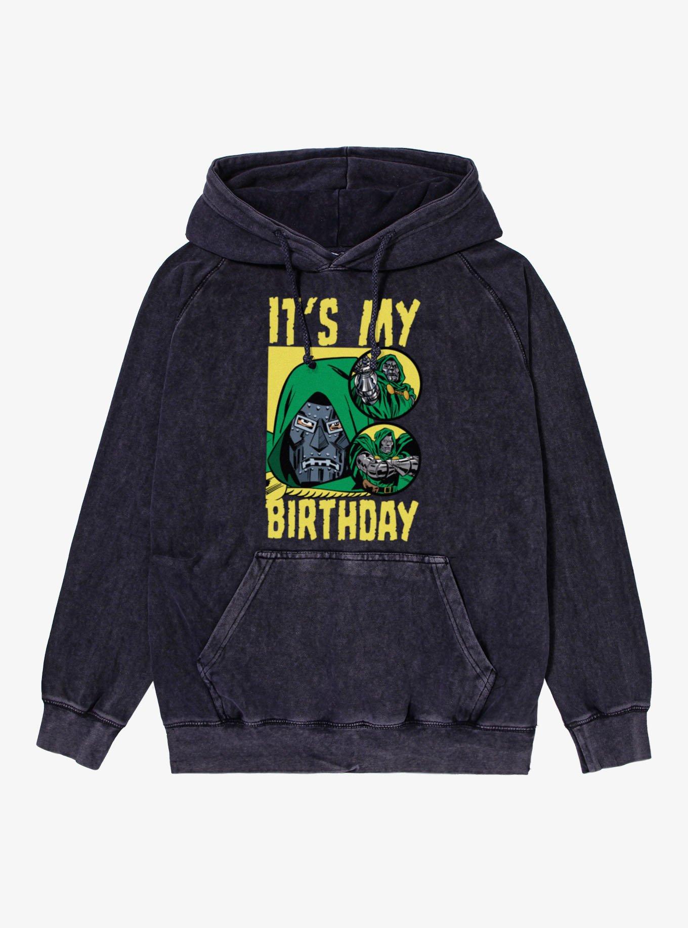 Marvel Comics Retro My Birthday No Smiles Doom Vintage Mineral Washed Hoodie