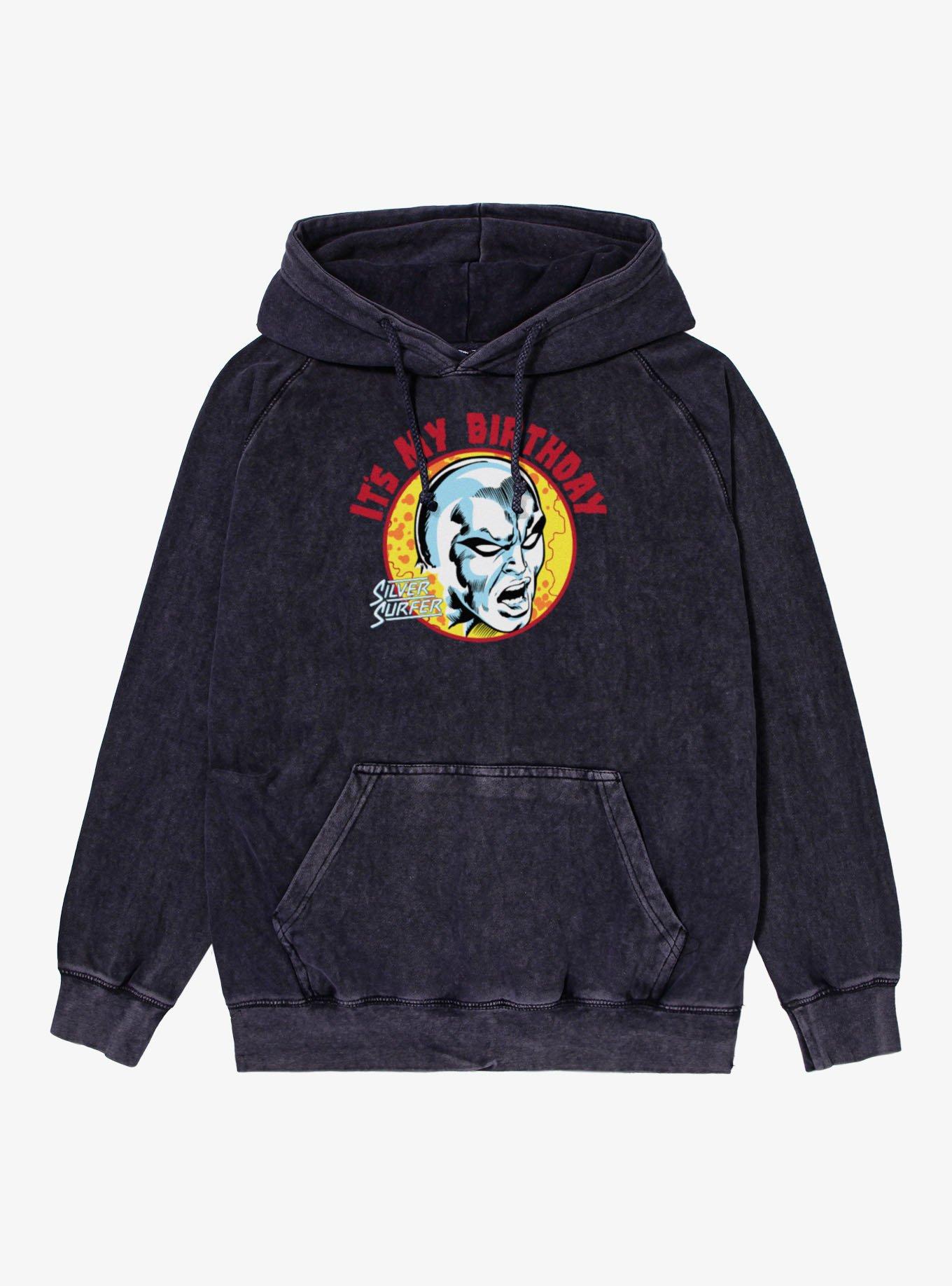 Marvel Comics Retro Silver Surfer It's My Birthday Vintage Mineral Washed Hoodie