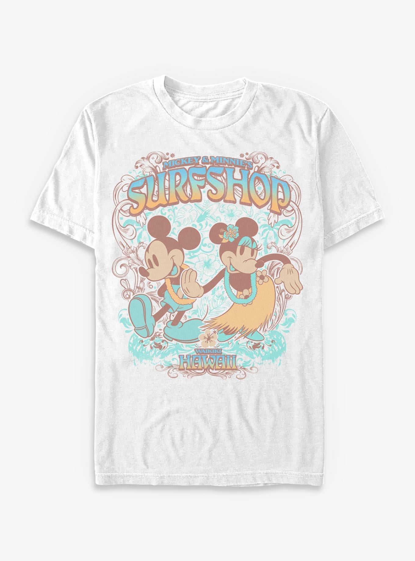 Disney Mickey Mouse & Minnie Mouse Surfshop Hawaii T-Shirt Hot Topic Exclusive, , hi-res