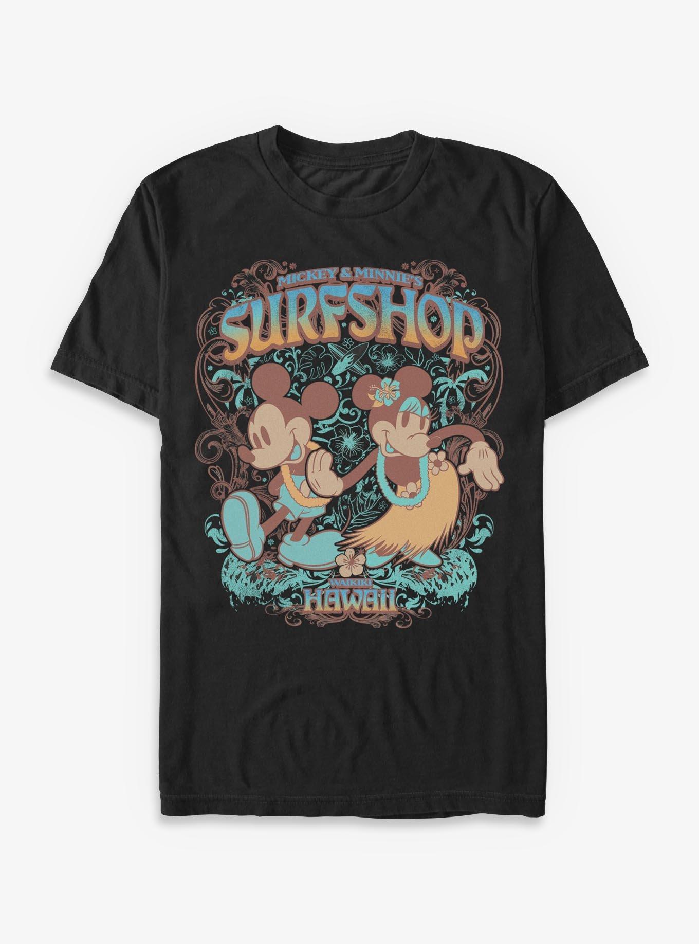 Disney Mickey Mouse & Minnie Mouse Surfshop Hawaii T-Shirt Hot Topic Exclusive, , hi-res
