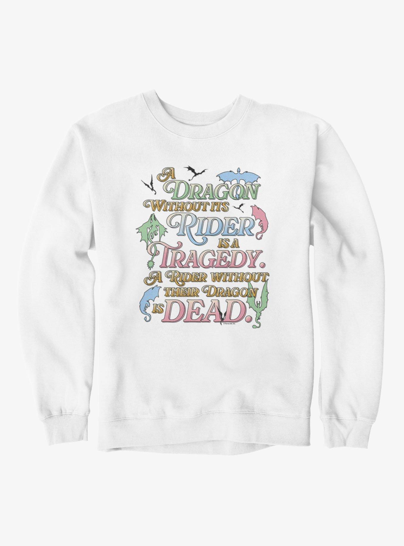 Fourth Wing: The Empyrean A Dragon Without Rider Is A Tragedy Sweatshirt, WHITE, hi-res view 1