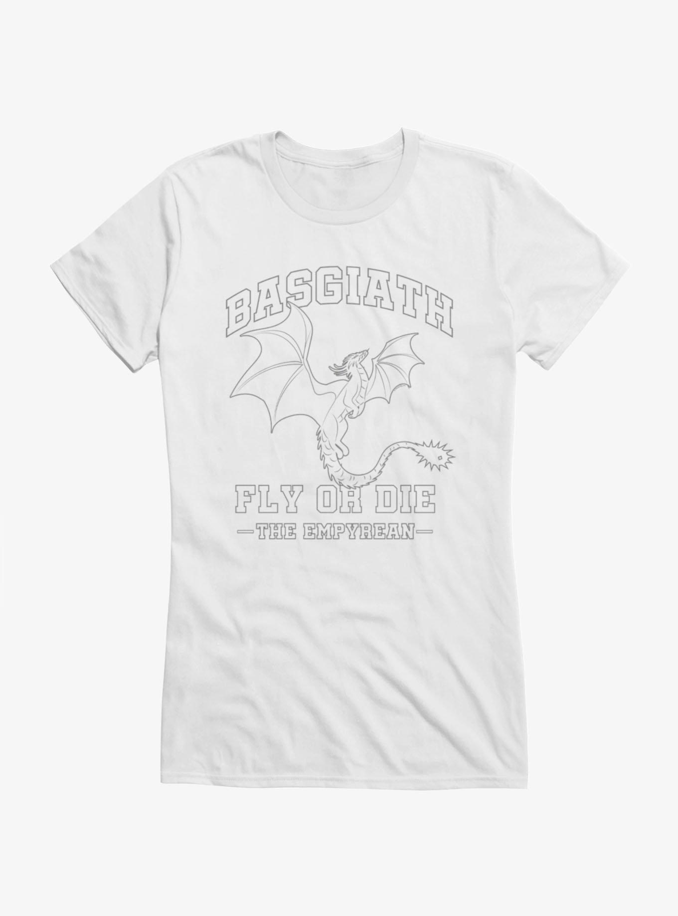 Fourth Wing: The Empyrean Basgiath Fly Or Die Girls T-Shirt, WHITE, hi-res view 1