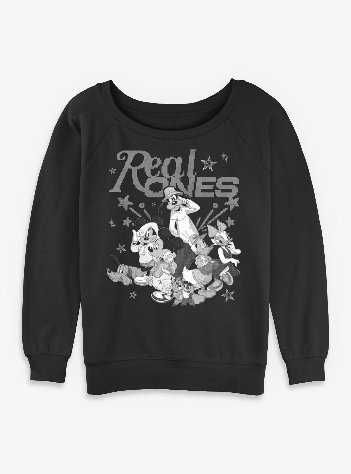 Disney Mickey Mouse Real Ones Girls Slouchy Sweatshirt Hot Topic Exclusive, , hi-res