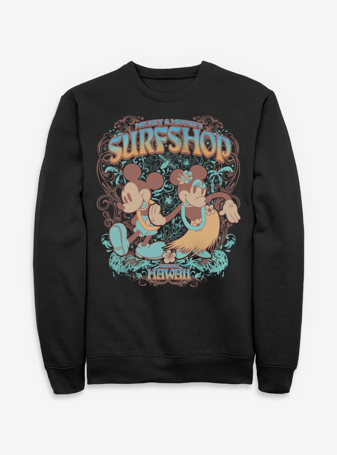 Disney Mickey Mouse & Minnie Mouse Surfshop Hawaii Sweatshirt Hot Topic Exclusive, , hi-res