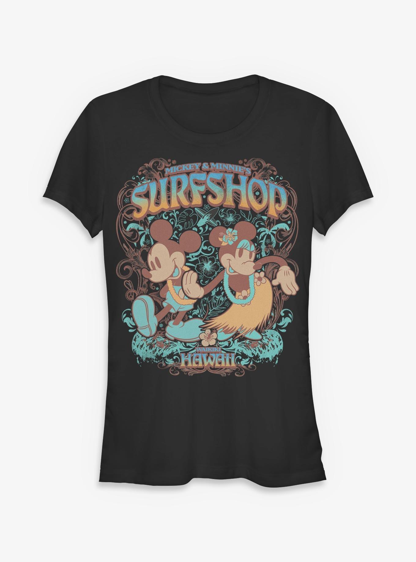 Disney Mickey Mouse & Minnie Mouse Surfshop Hawaii Girls T-Shirt Hot Topic Exclusive, , hi-res