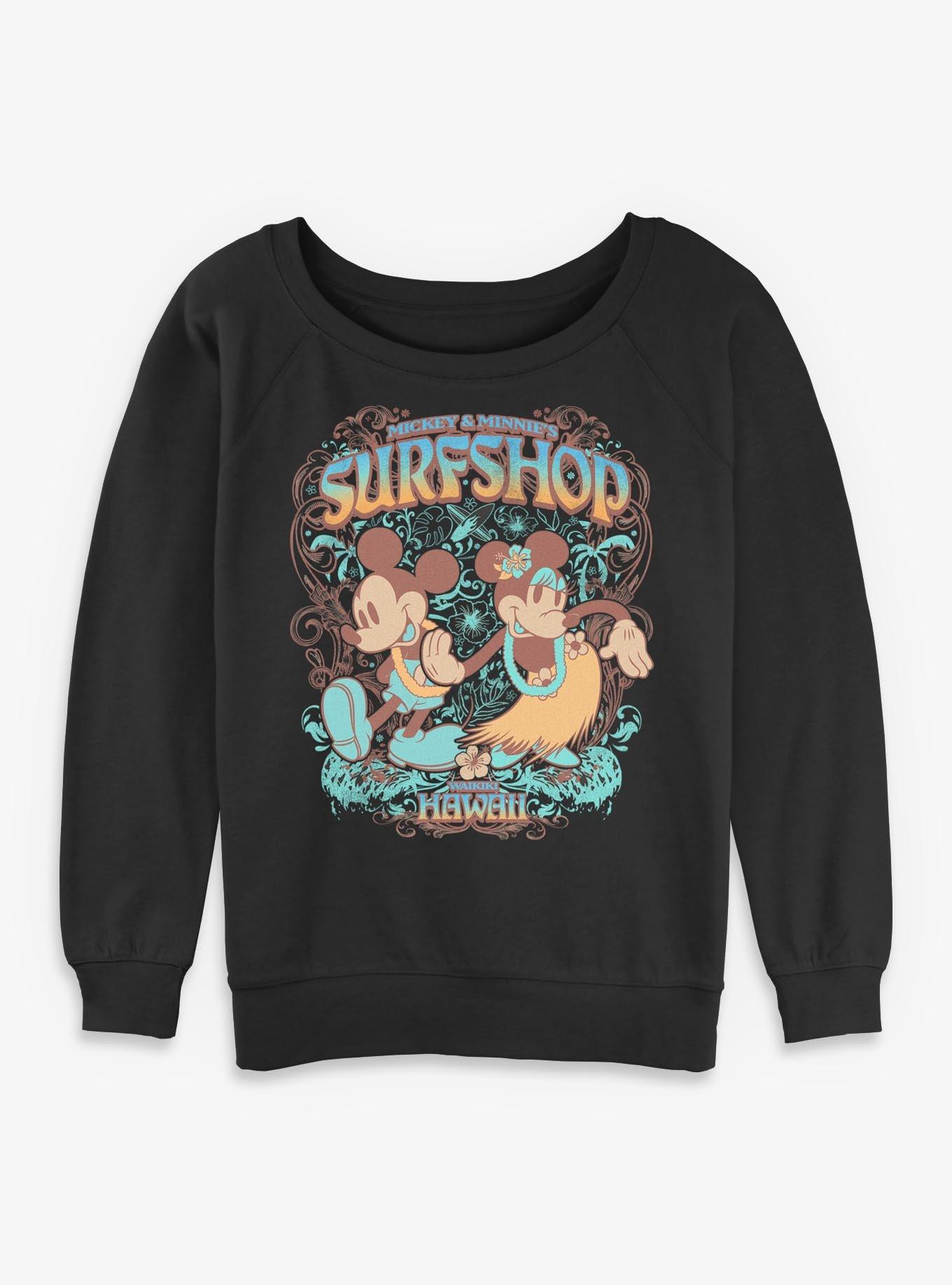 Disney Mickey Mouse & Minnie Mouse Surfshop Hawaii Girls Slouchy Sweatshirt Hot Topic Exclusive, , hi-res