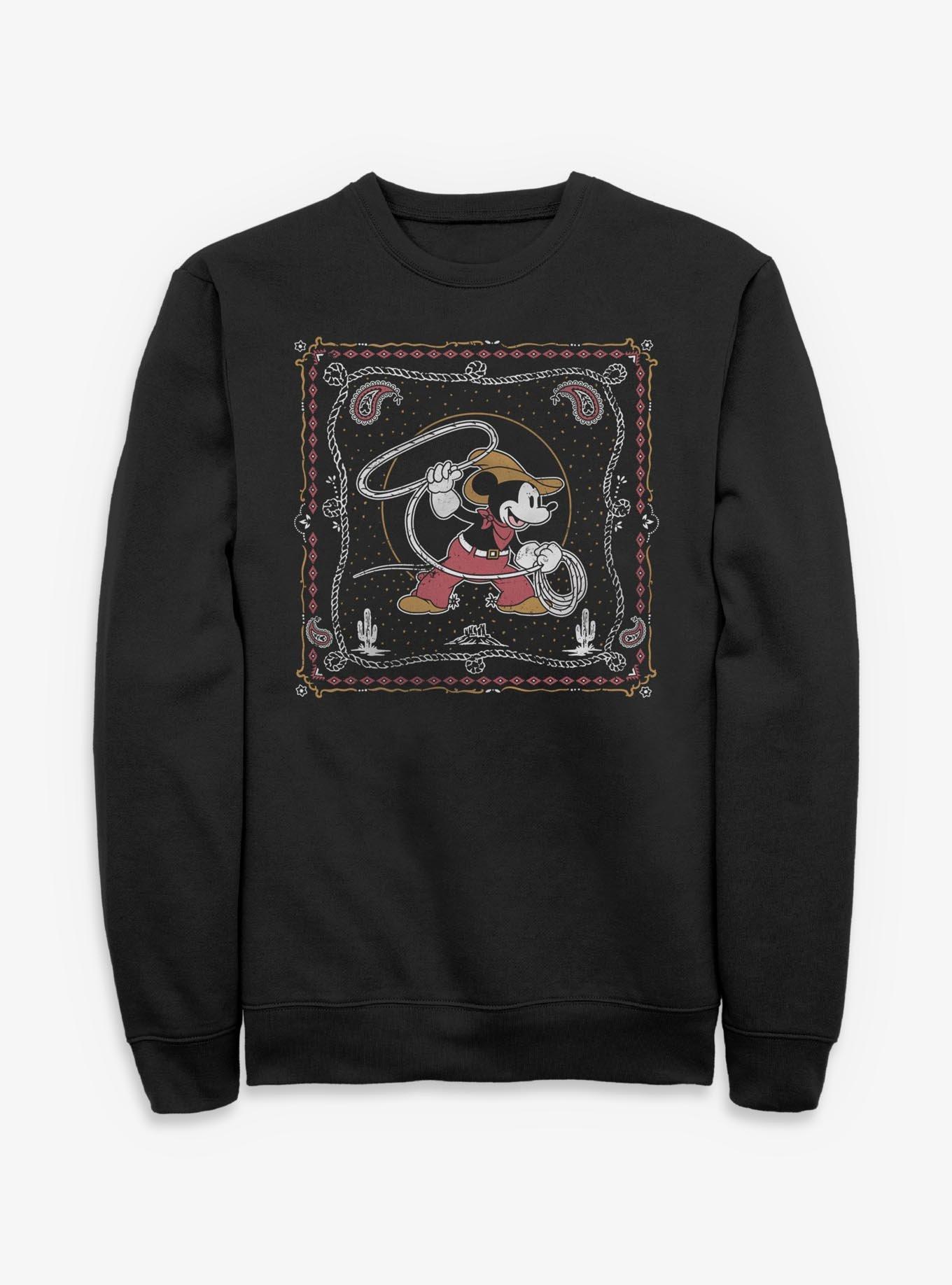 Disney Mickey Mouse Western Cowboy Paisley Sweatshirt Hot Topic Exclusive, , hi-res
