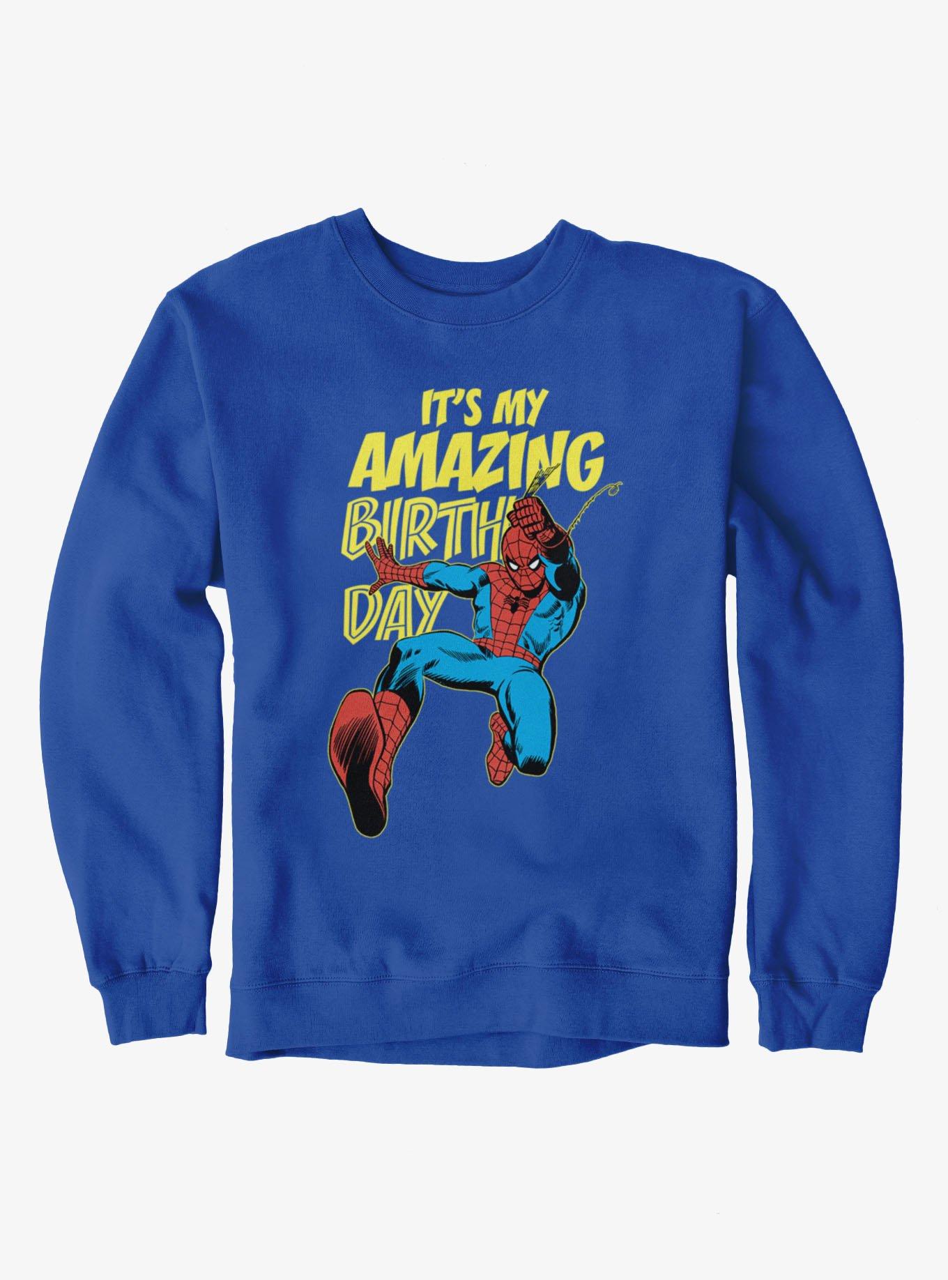 Marvel Comics Retro Spiderman It?s My Amazing Birthday Sweatshirt, , hi-res