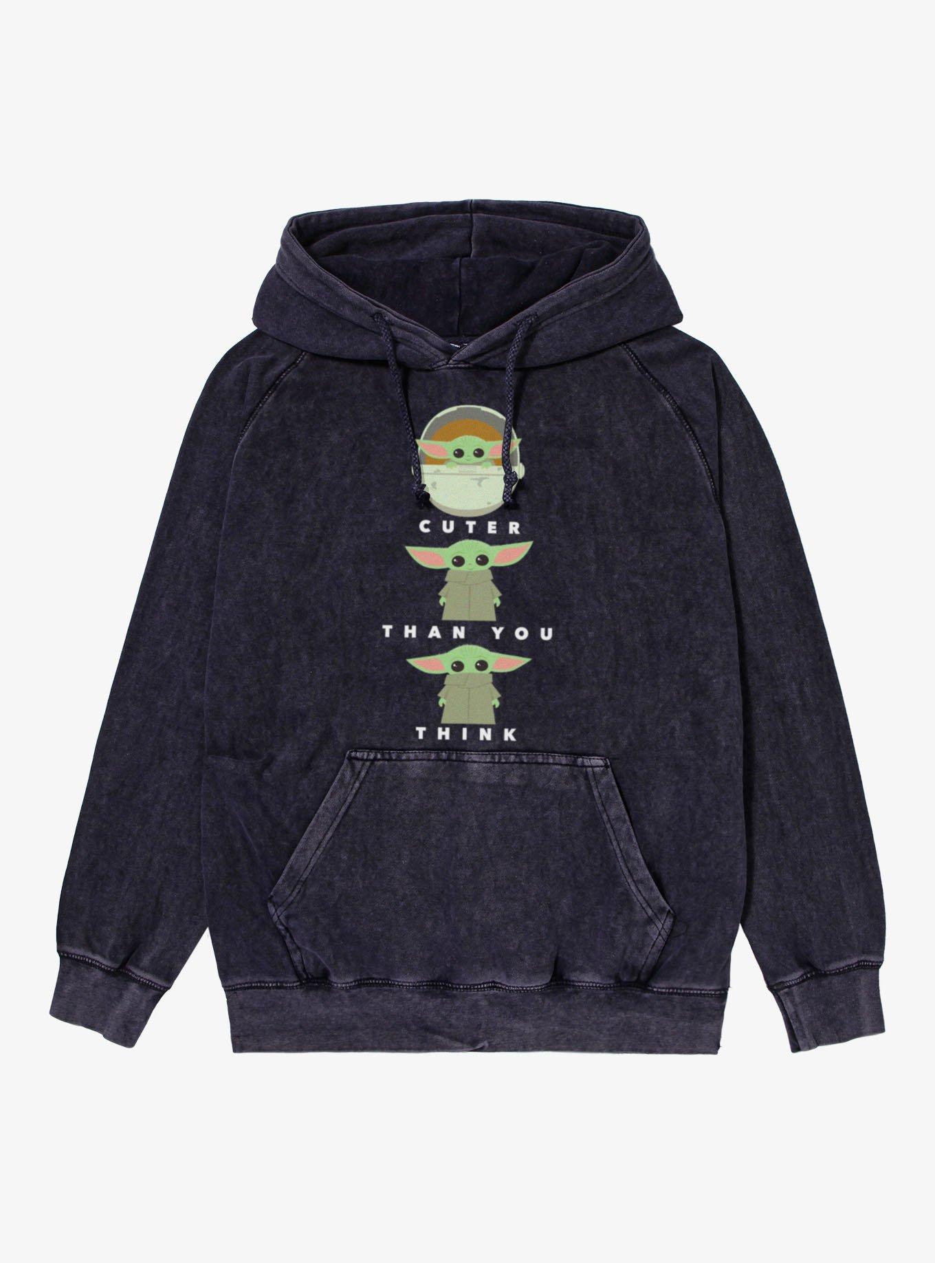Star Wars The Mandalorian Cuter Than You Think Grogu Mineral Wash Hoodie, VINTAGE BLACK, hi-res view 1