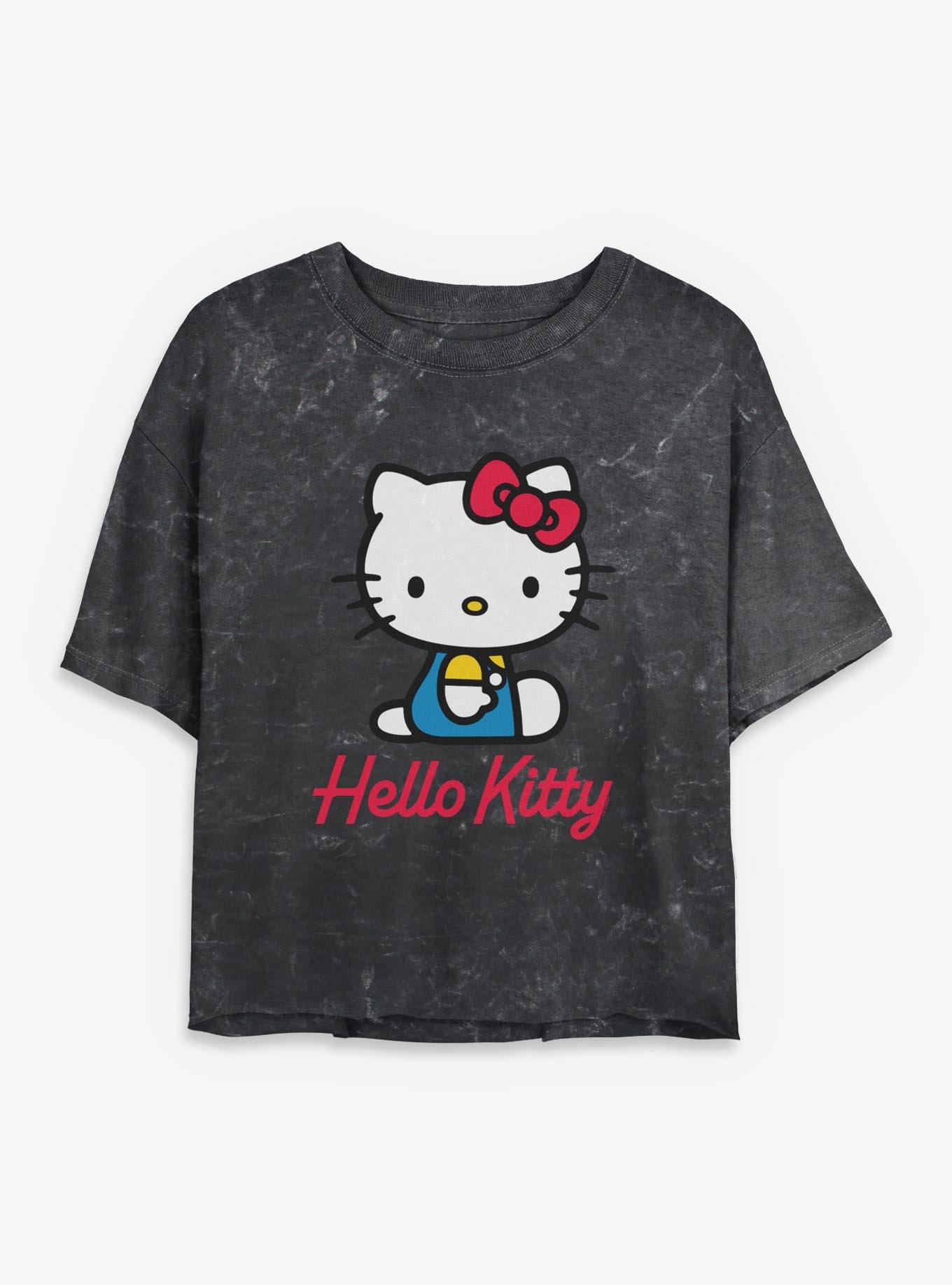 Sanrio Hello Kitty Sitting Pose Girls Mineral Wash Crop T-Shirt, , hi-res