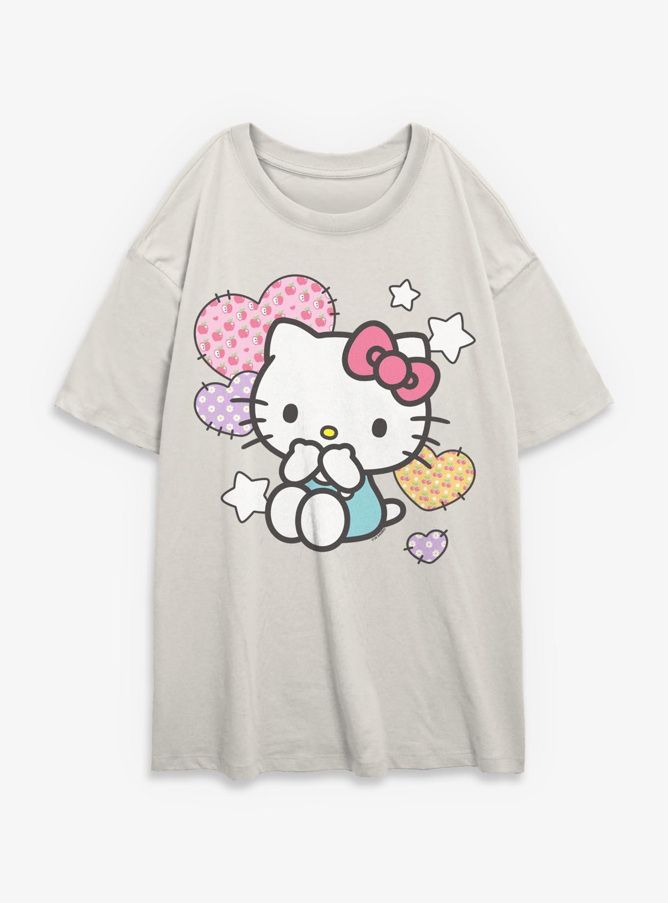 Sanrio Hello Kitty Patched Hearts Girls Oversized T-Shirt, , hi-res