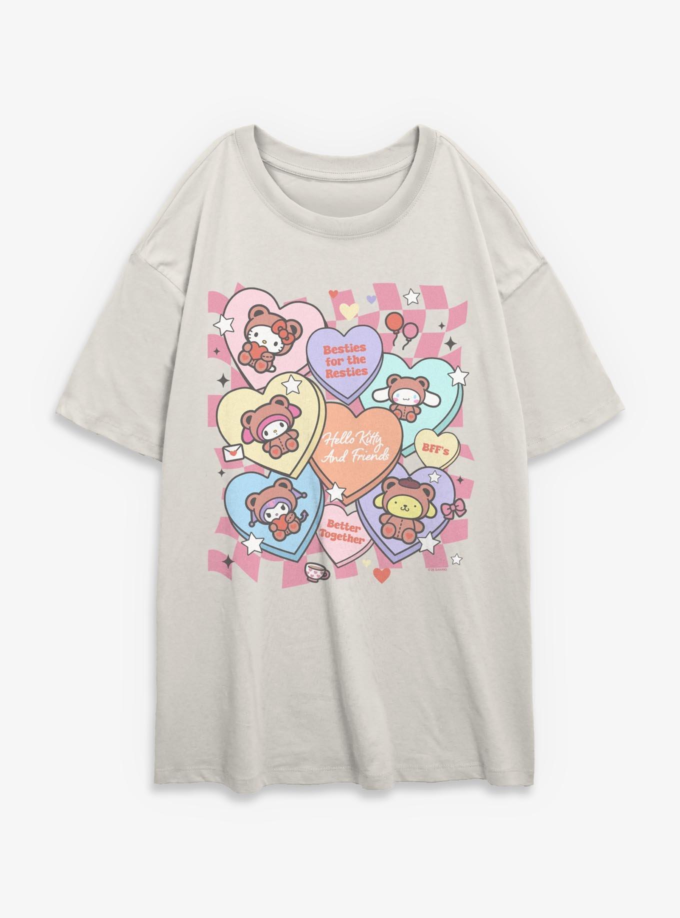 Sanrio Hello Kitty Besties For Resties Conversation Hearts Girls Oversized T-Shirt, , hi-res