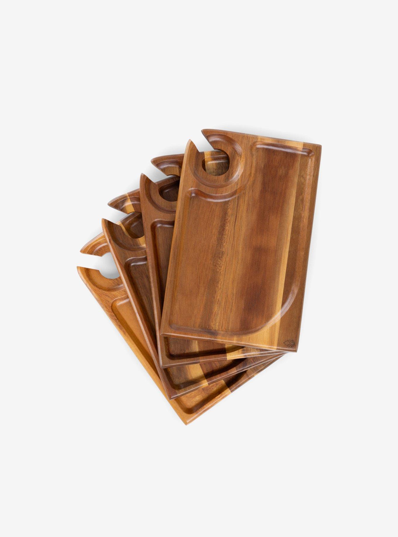 Rectangle Acacia Wood Wine Appetizer Plate Set of 4, , hi-res