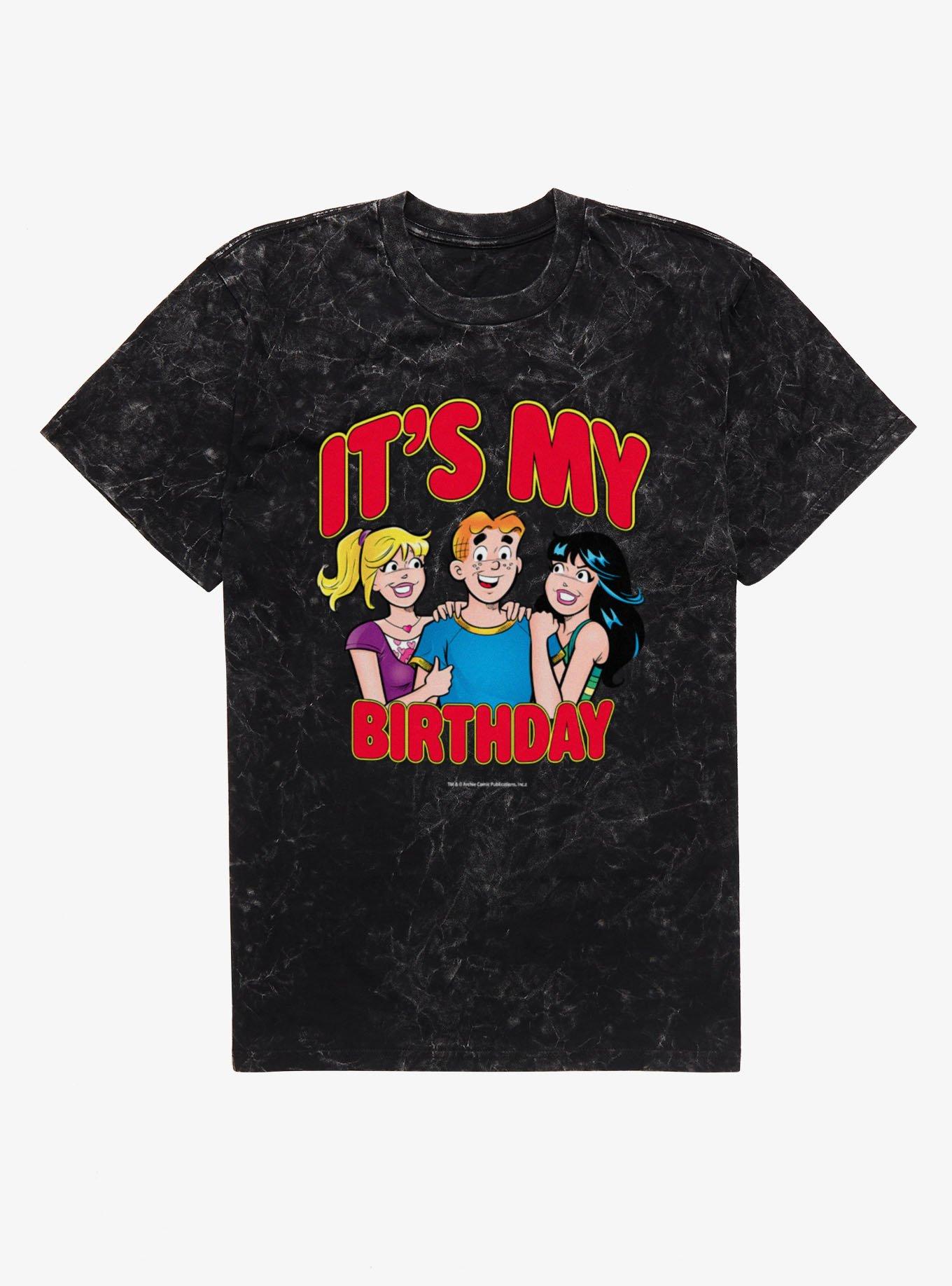 Archie Comics It's My Birthday Mineral Wash T-Shirt, BLACK MINERAL WASH, hi-res view 1