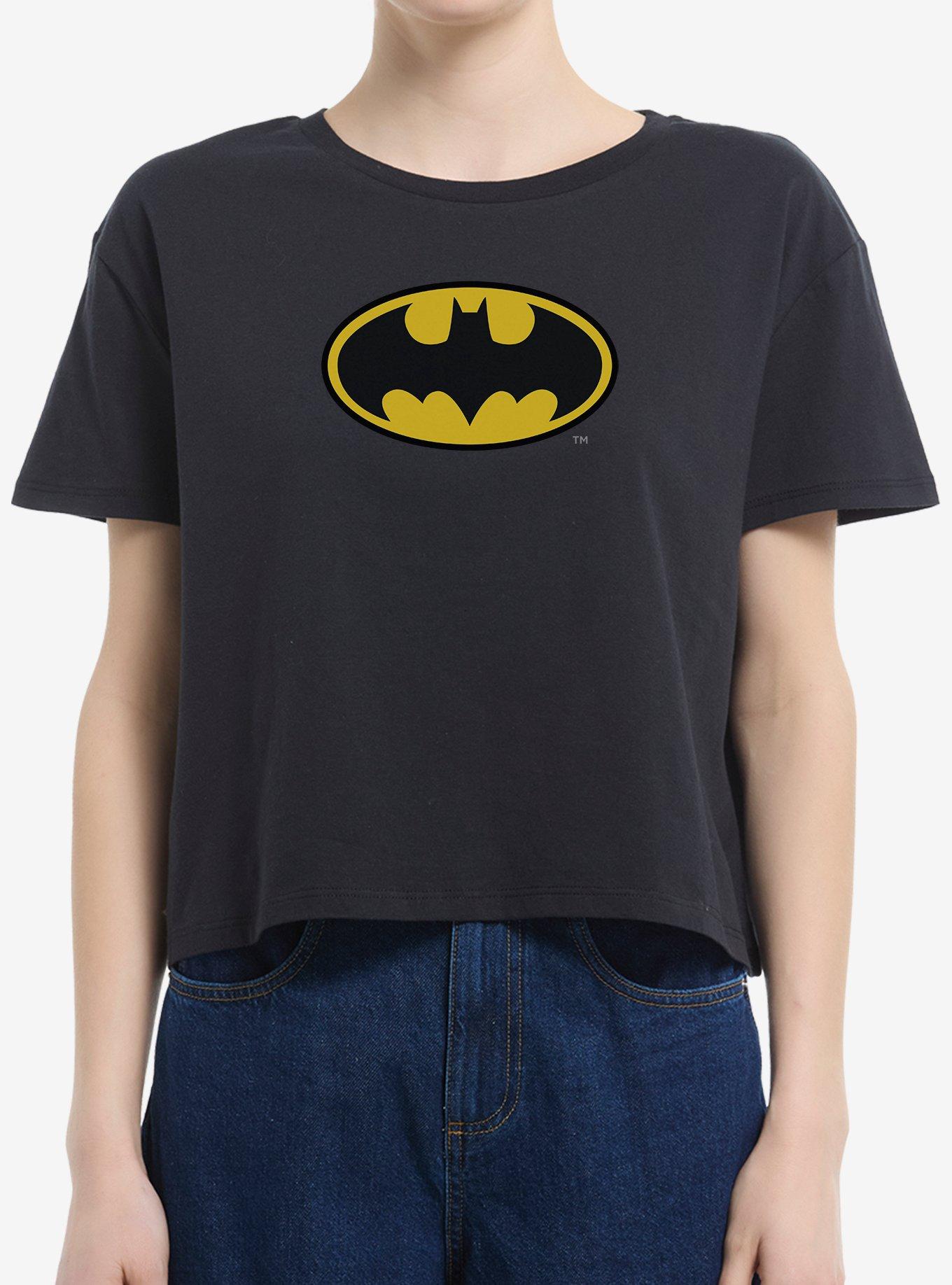 Batman Bat Logo Girls Boxy Crop T-Shirt, , hi-res