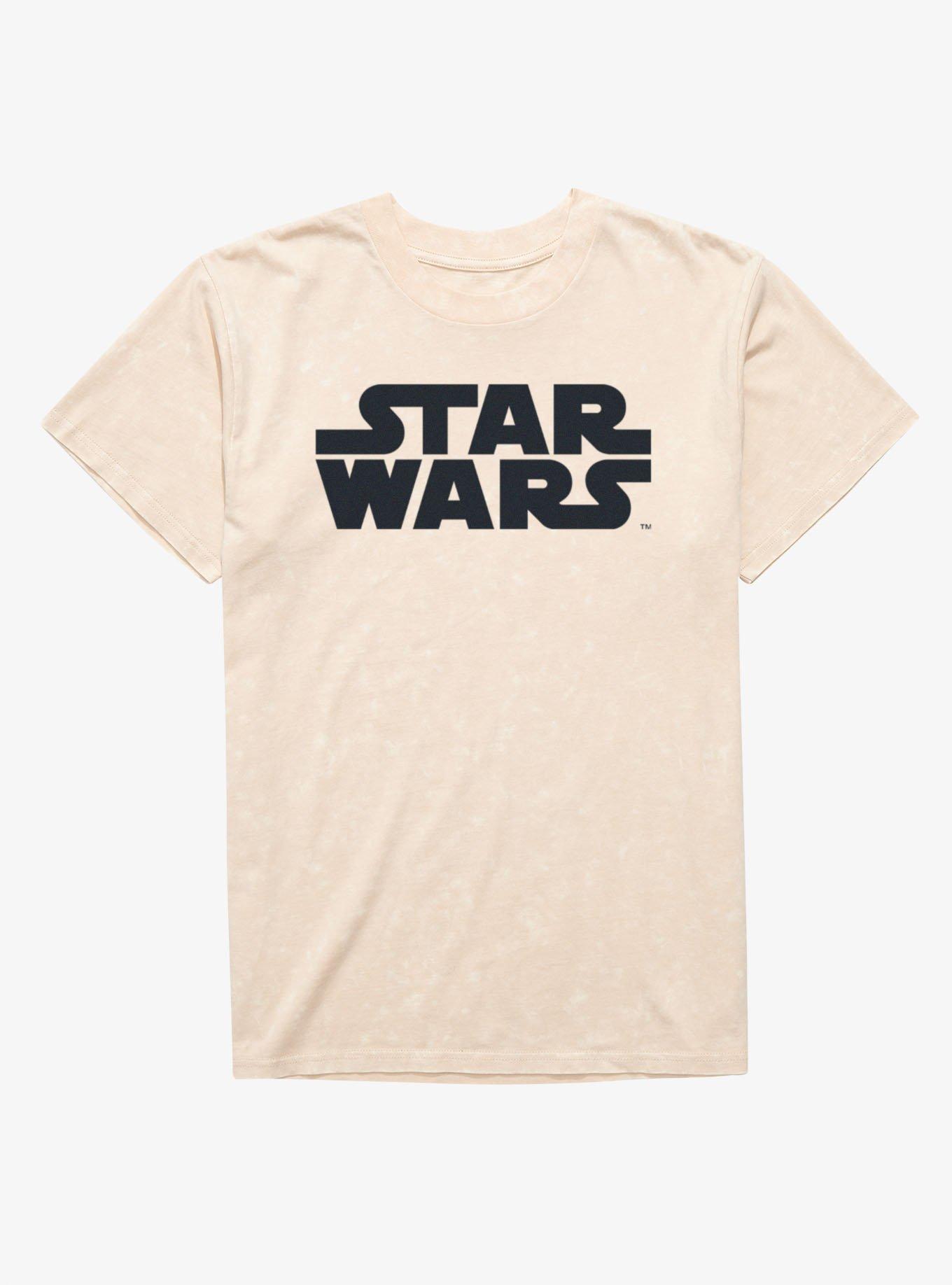 Star Wars Logo Black Print Mineral Wash T-Shirt