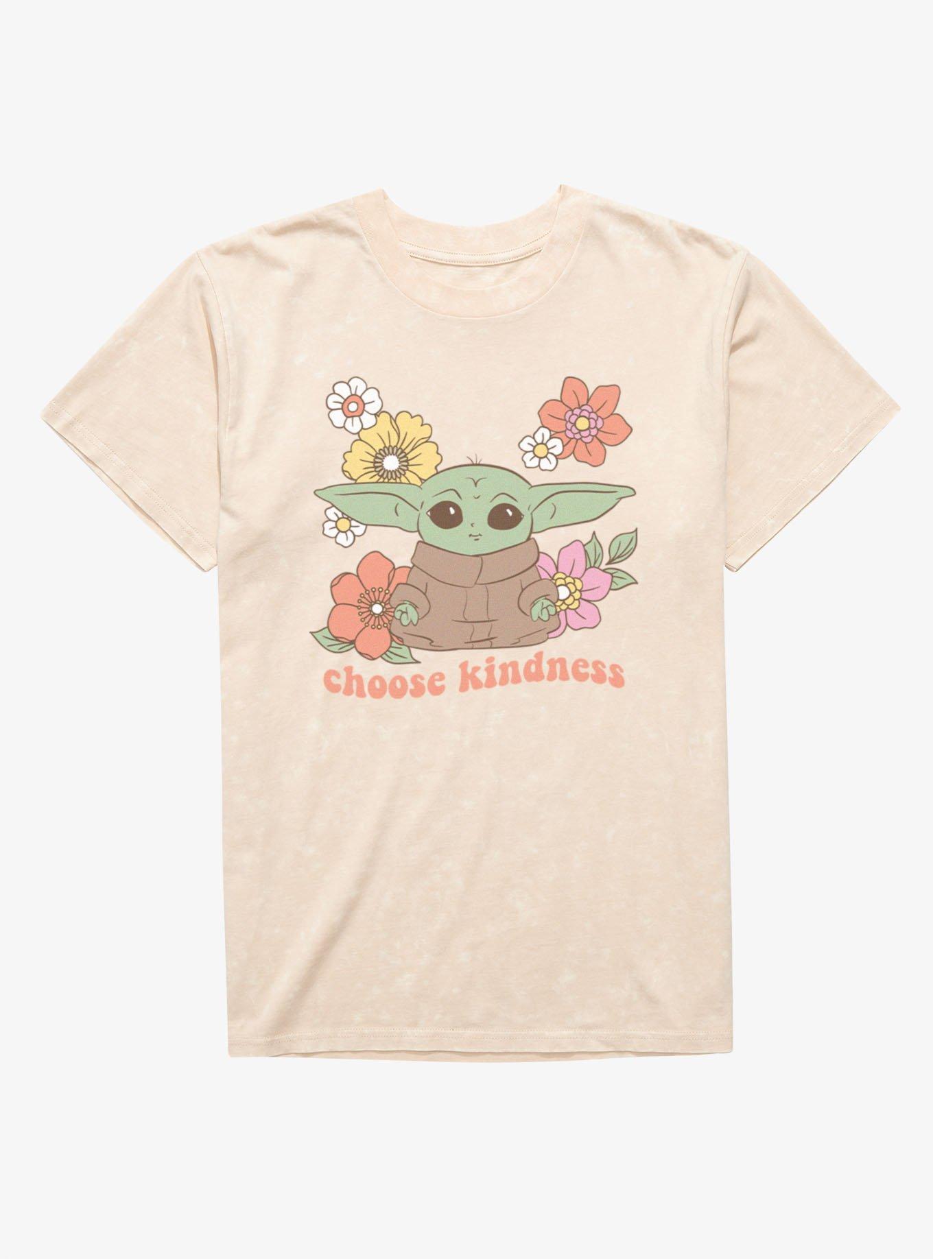 Star Wars The Mandalorian Grogu Choose Kindness Flowers Mineral Wash T-Shirt, , hi-res