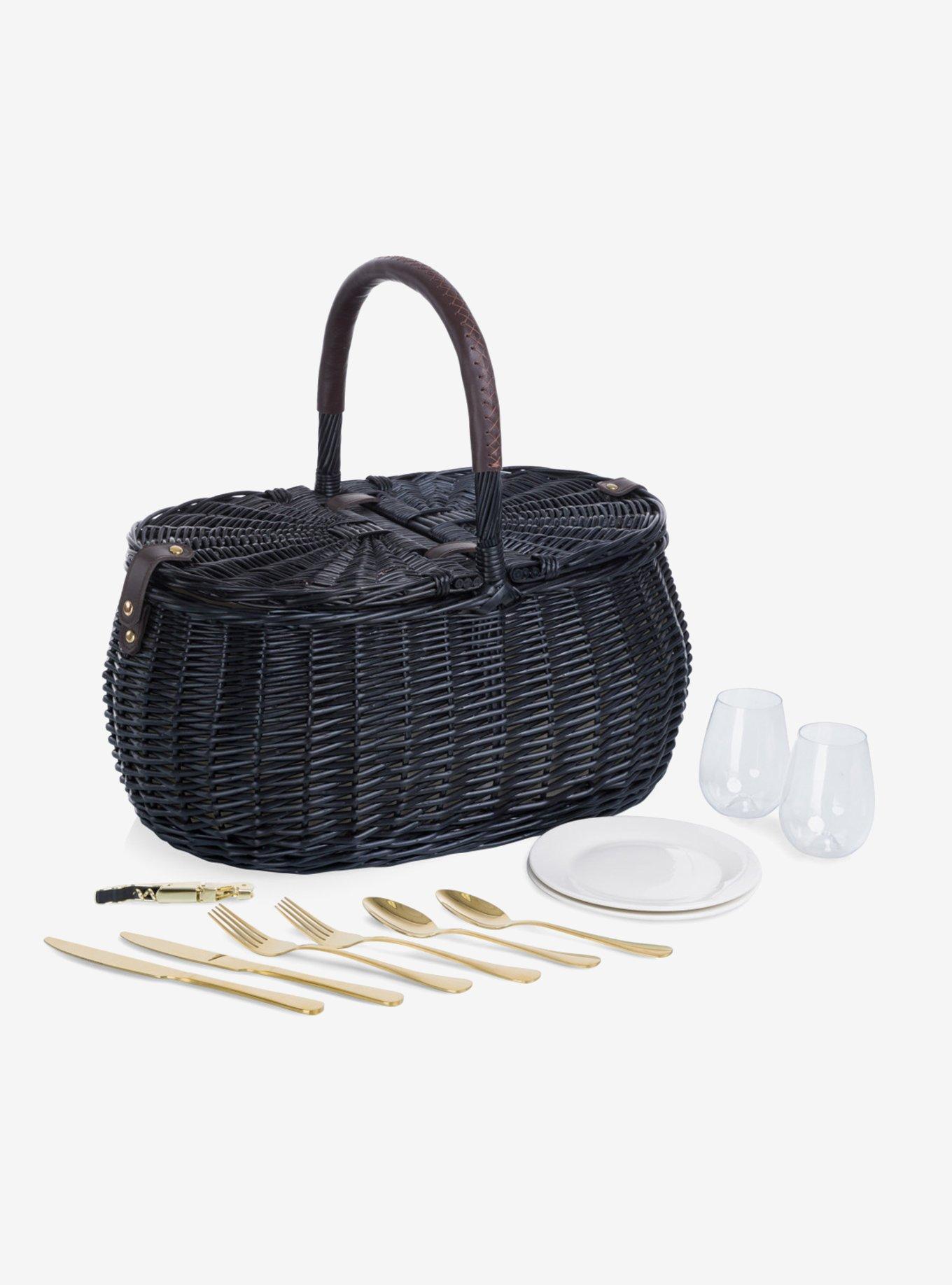 Black Evening Picnic Basket with Service for Two, , hi-res