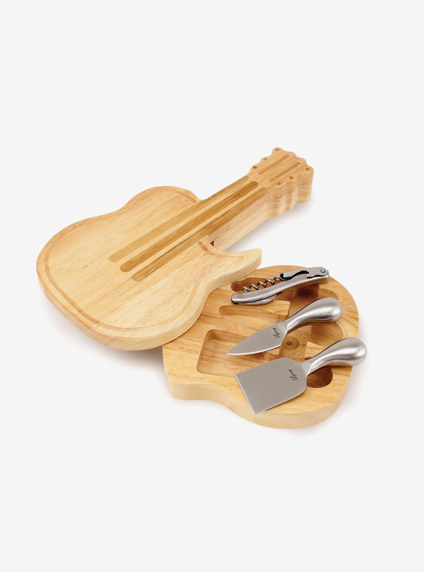 Guitar Bamboo Cheese Cutting Board & Tools Set, , hi-res